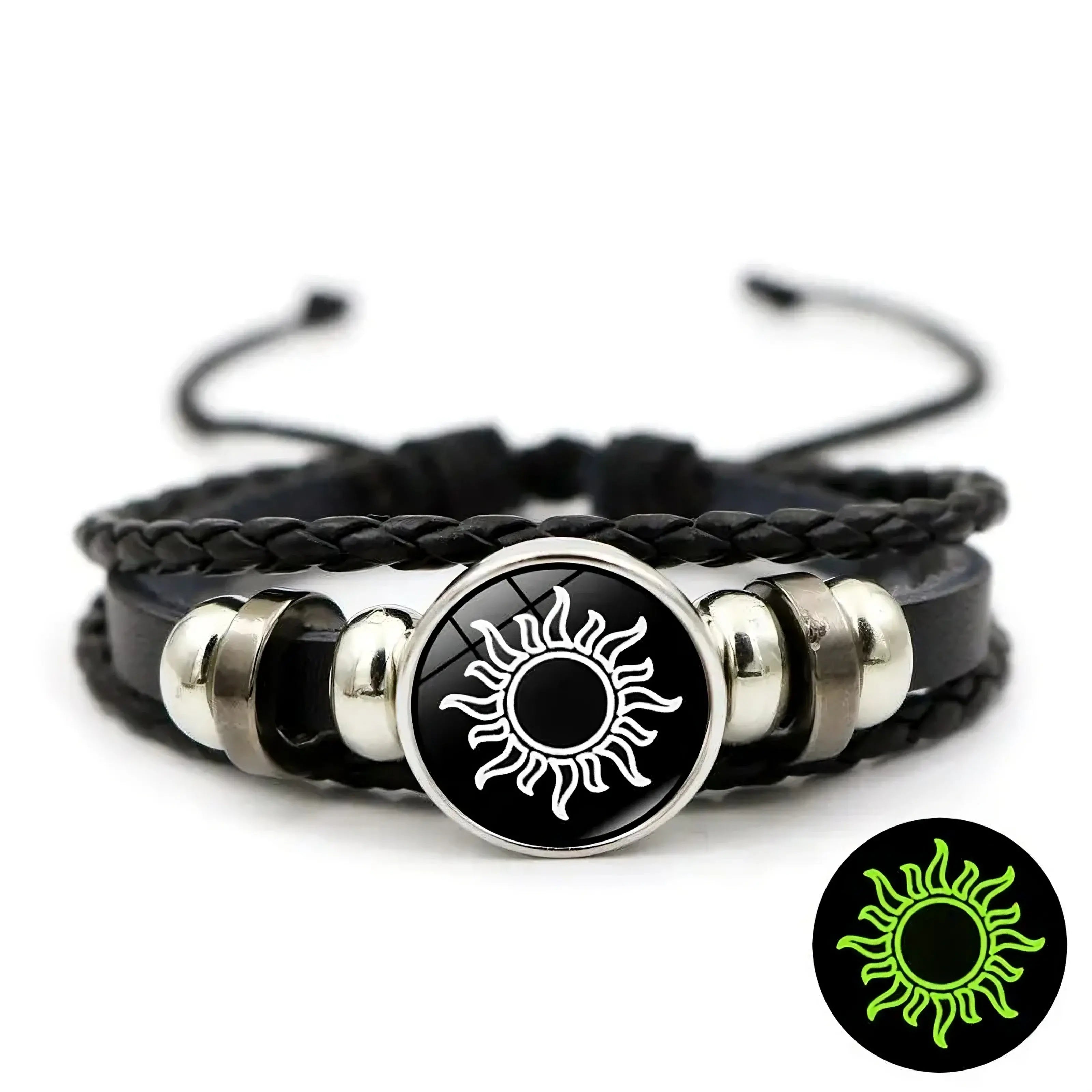 Sun & Moon Glow Leather Bracelet Set