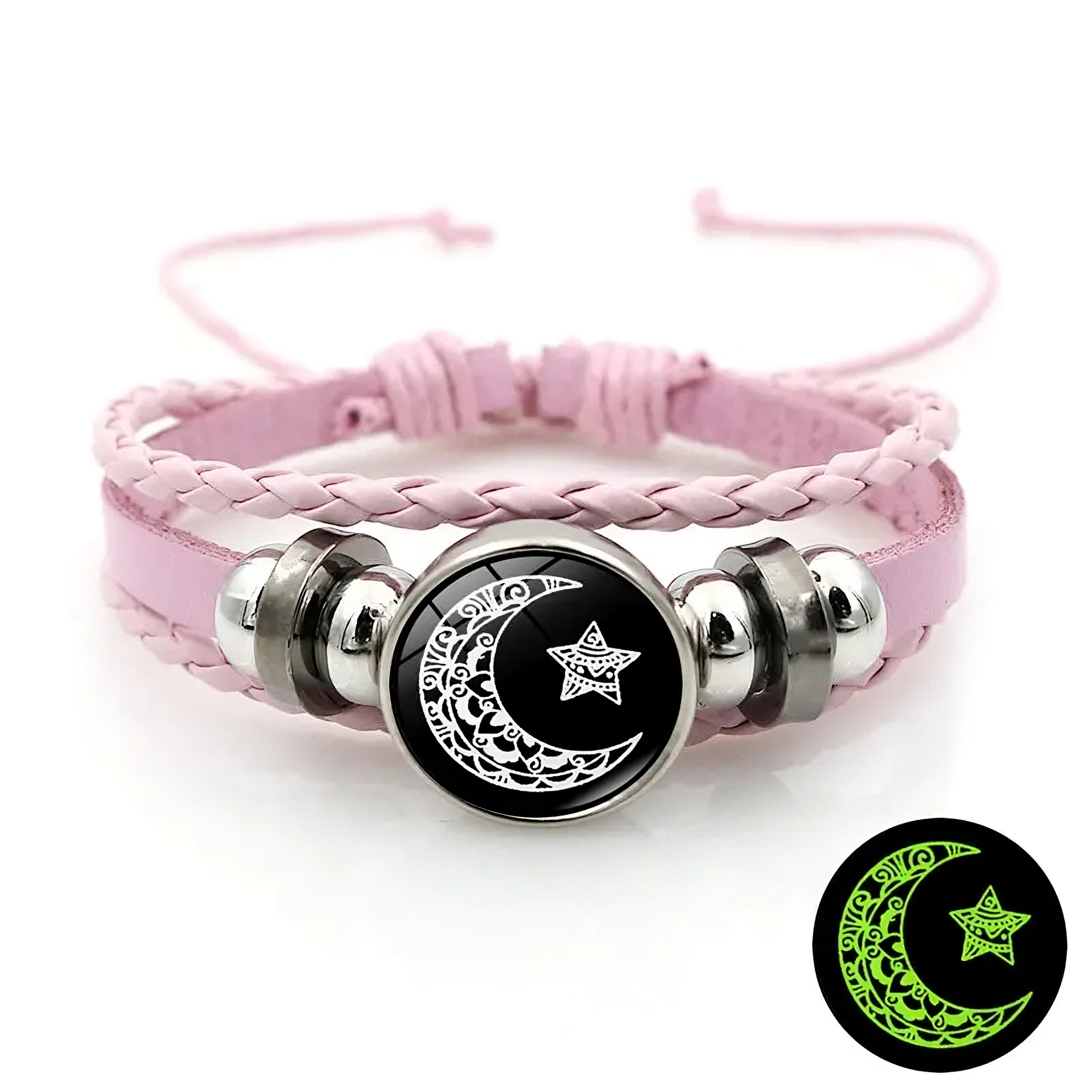 Sun & Moon Glow Leather Bracelet Set