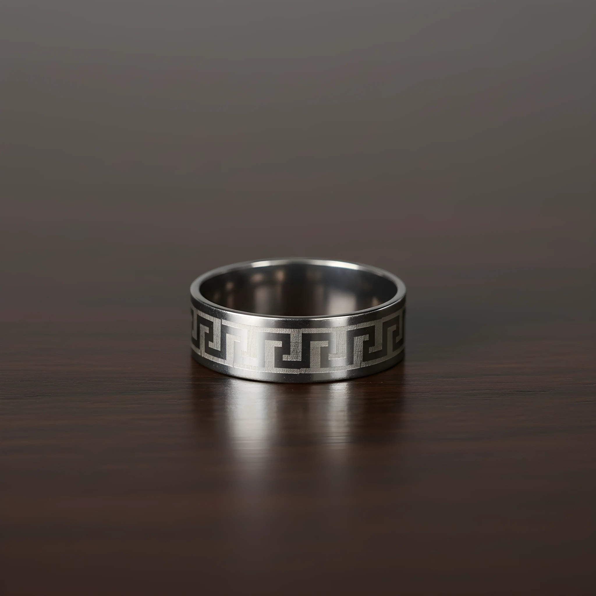 Stainless Steel Greek Pattern Ring 6.5cm