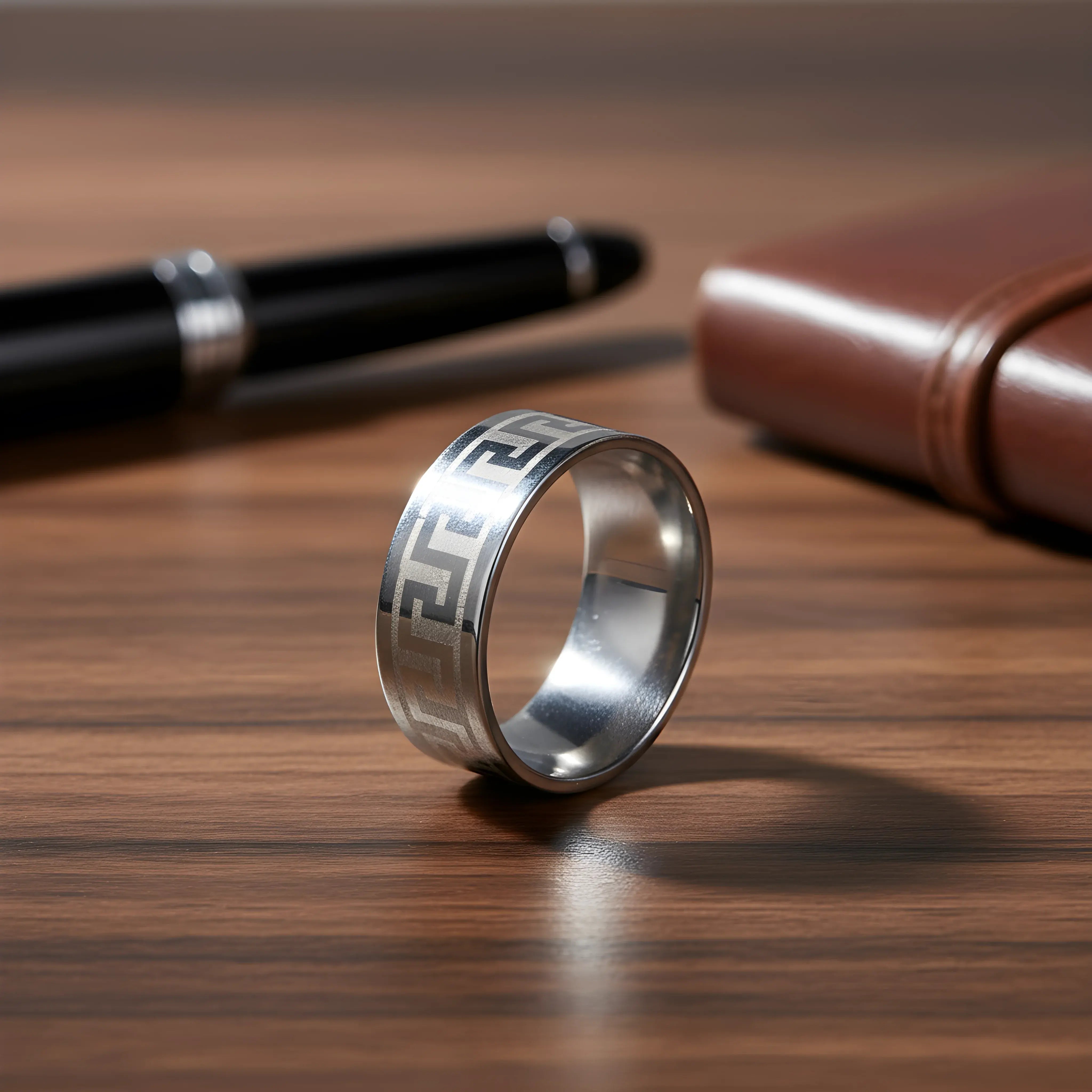 Stainless Steel Greek Pattern Ring 6.5cm