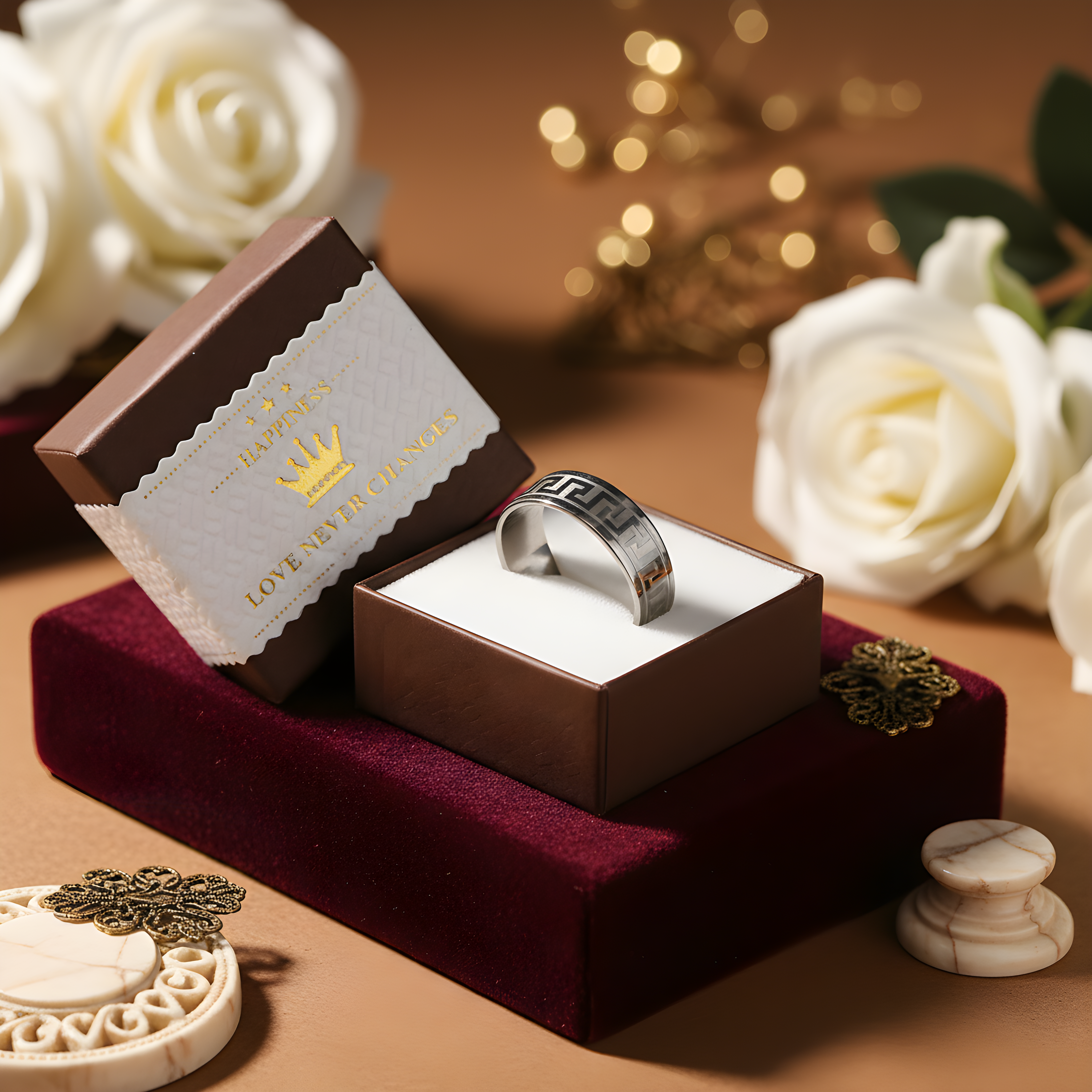 Stainless Steel Greek Pattern Ring