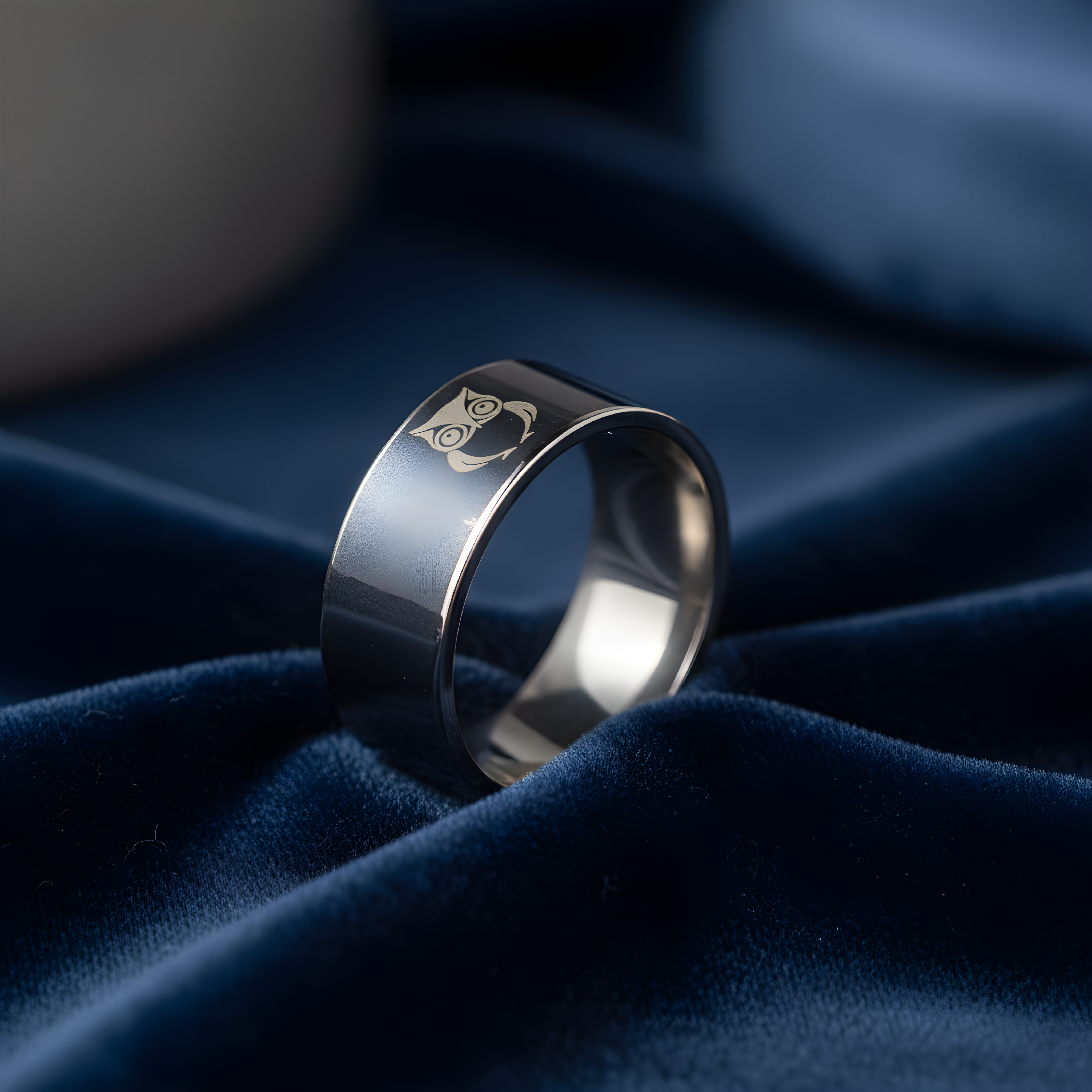 Stainless Steel Owl Engraved Ring