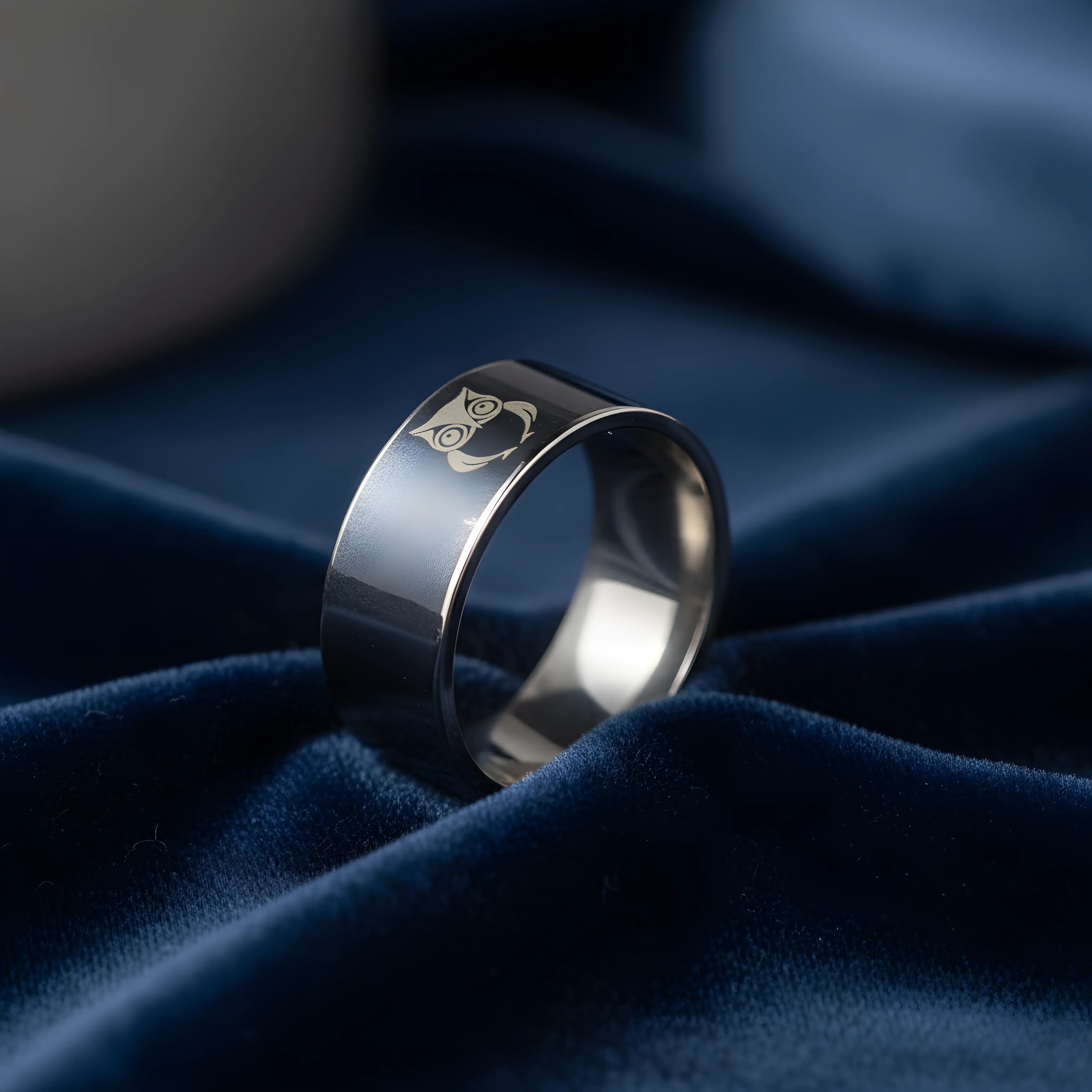 Stainless Steel Owl Engraved Ring 5.3cm