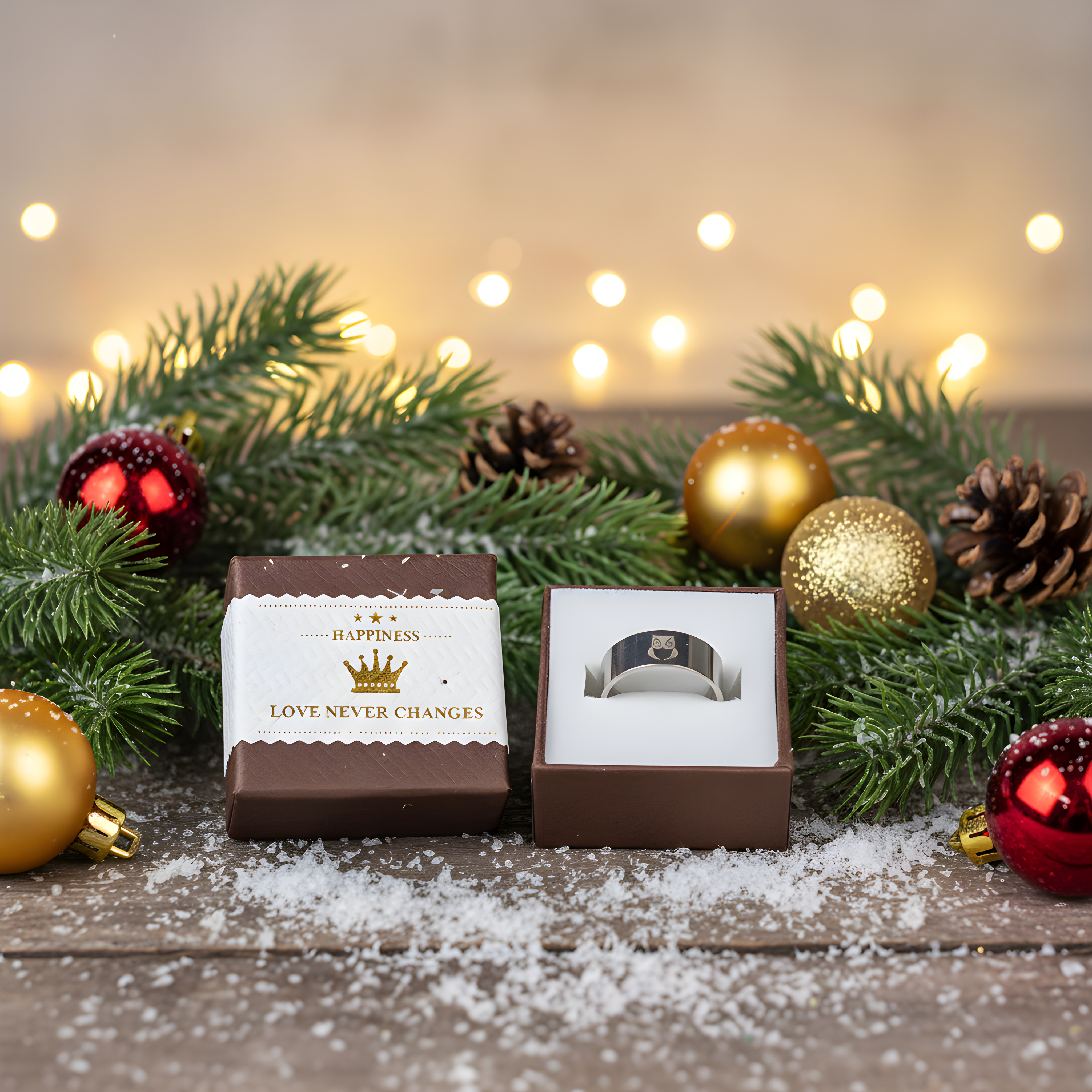 Stainless Steel Owl Engraved Ring