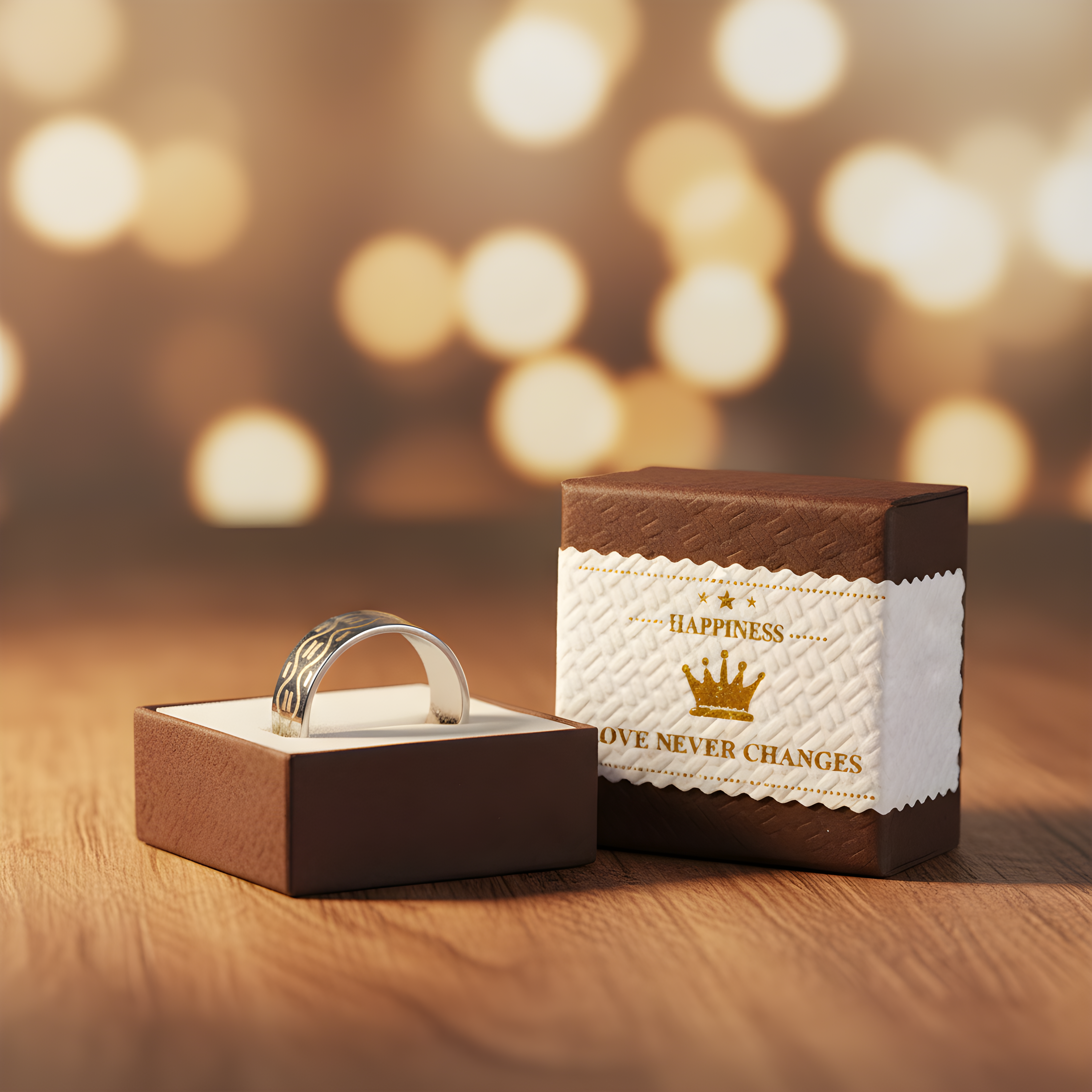 Silver & Gold Pattern Stainless Steel Ring