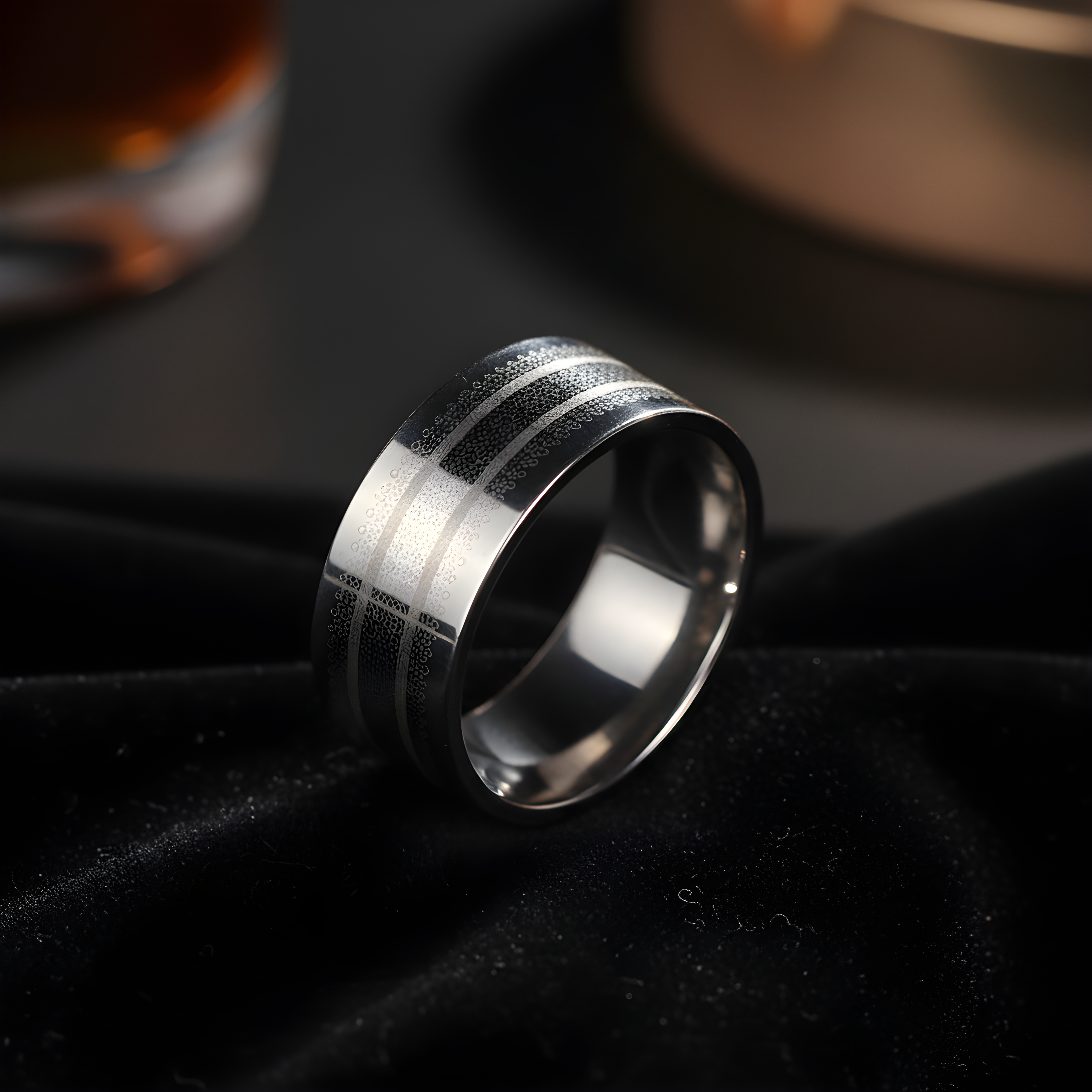 Brushed Stainless Steel Stripe Ring