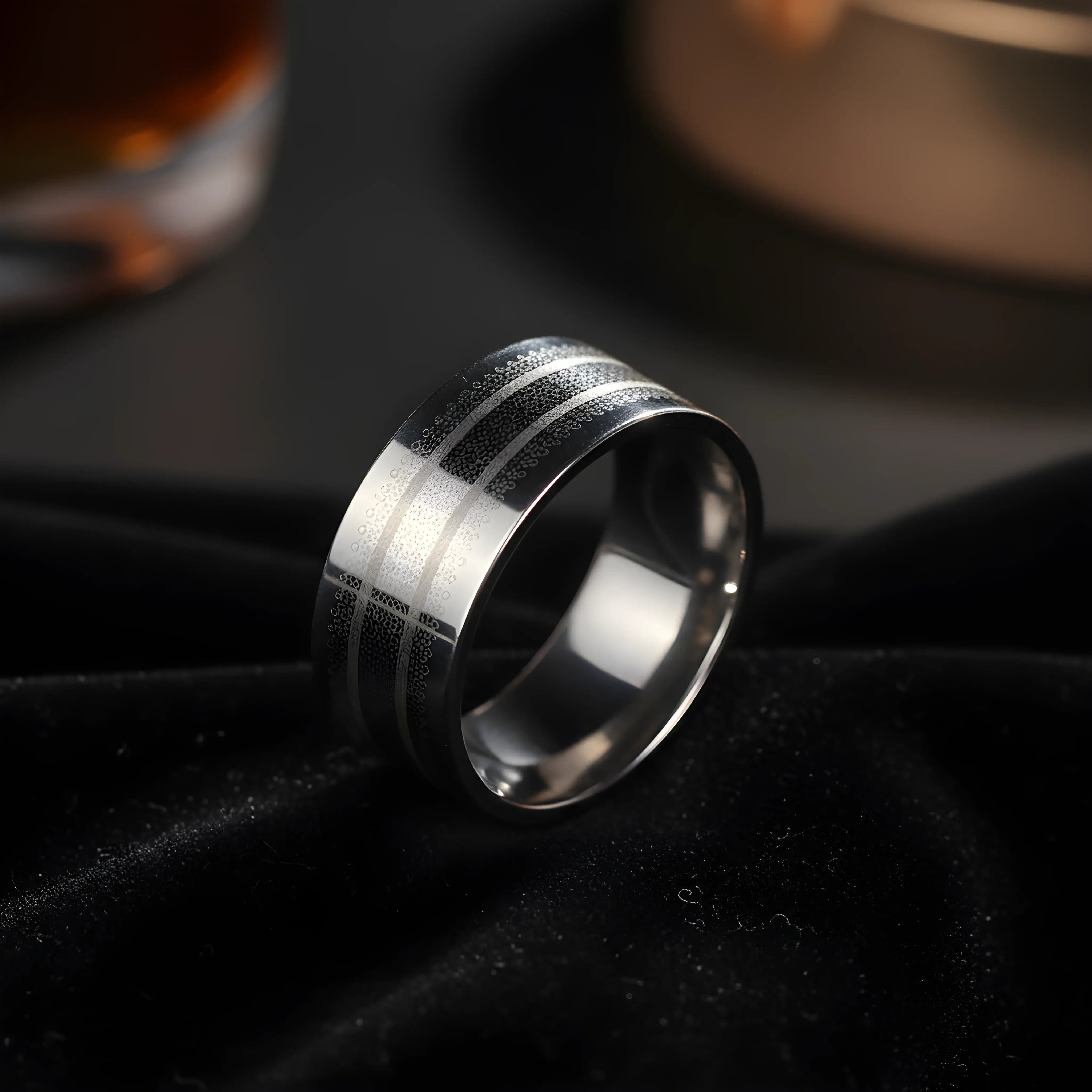 Brushed Stainless Steel Stripe Ring 5.9cm