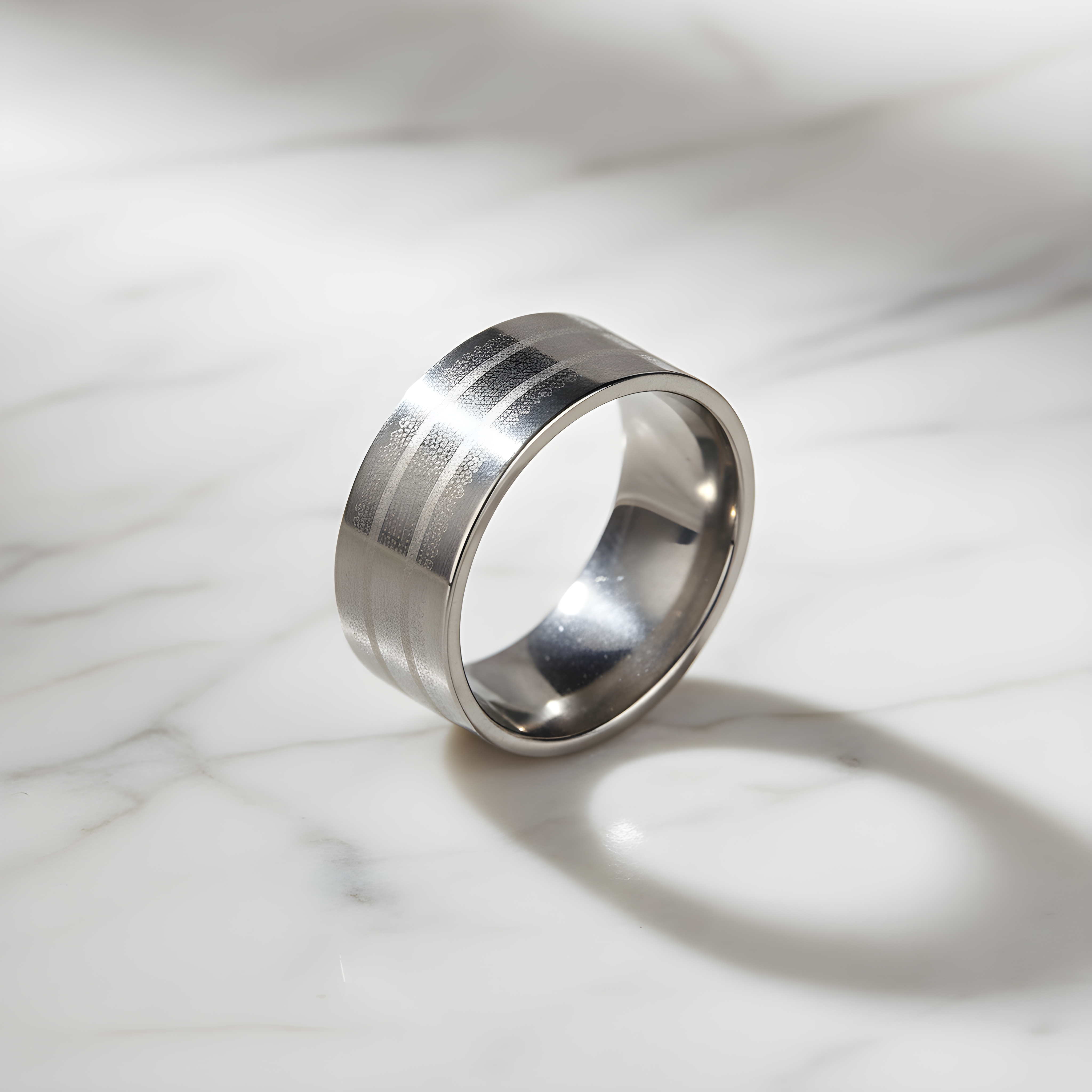 Brushed Stainless Steel Stripe Ring