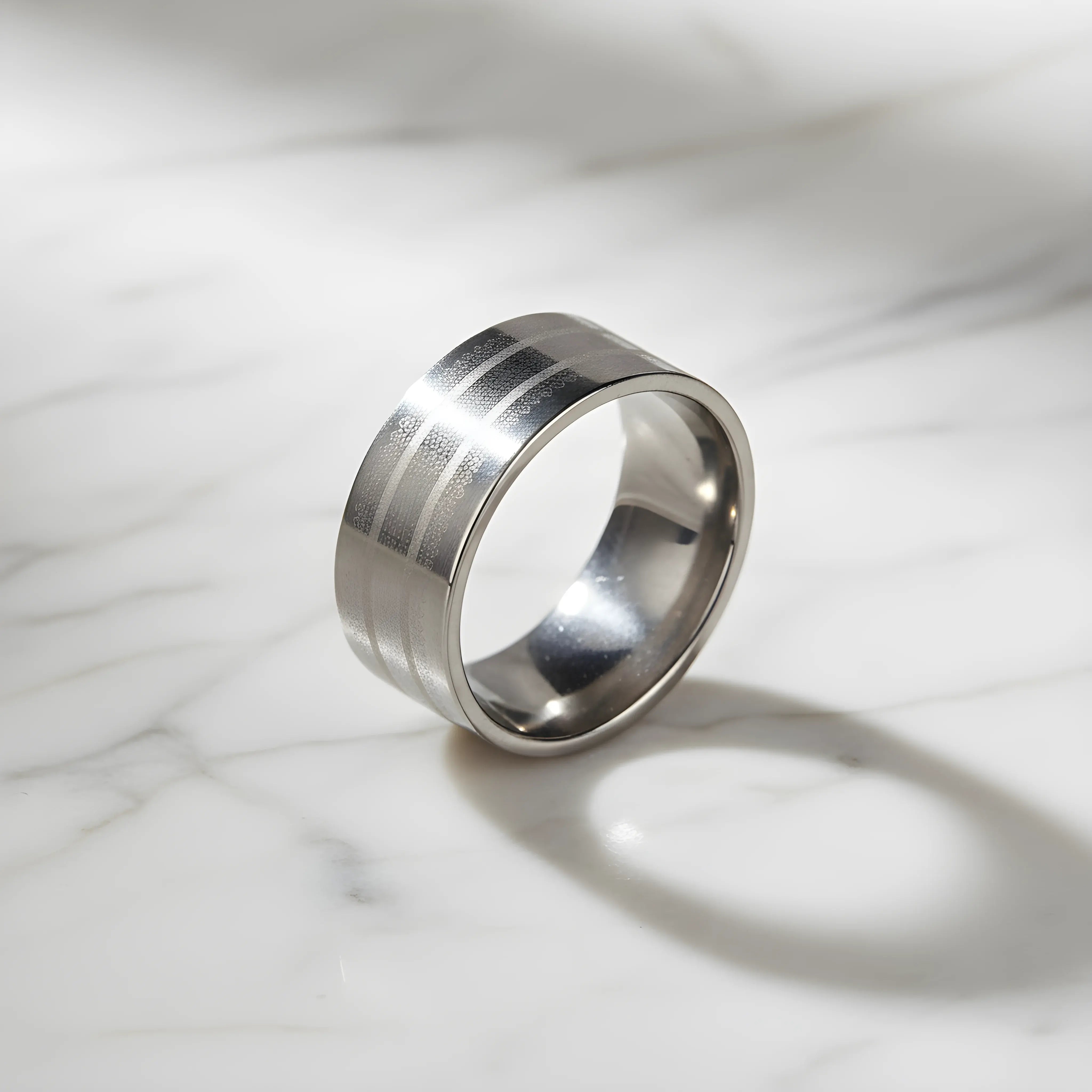 Brushed Stainless Steel Stripe Ring 5.9cm