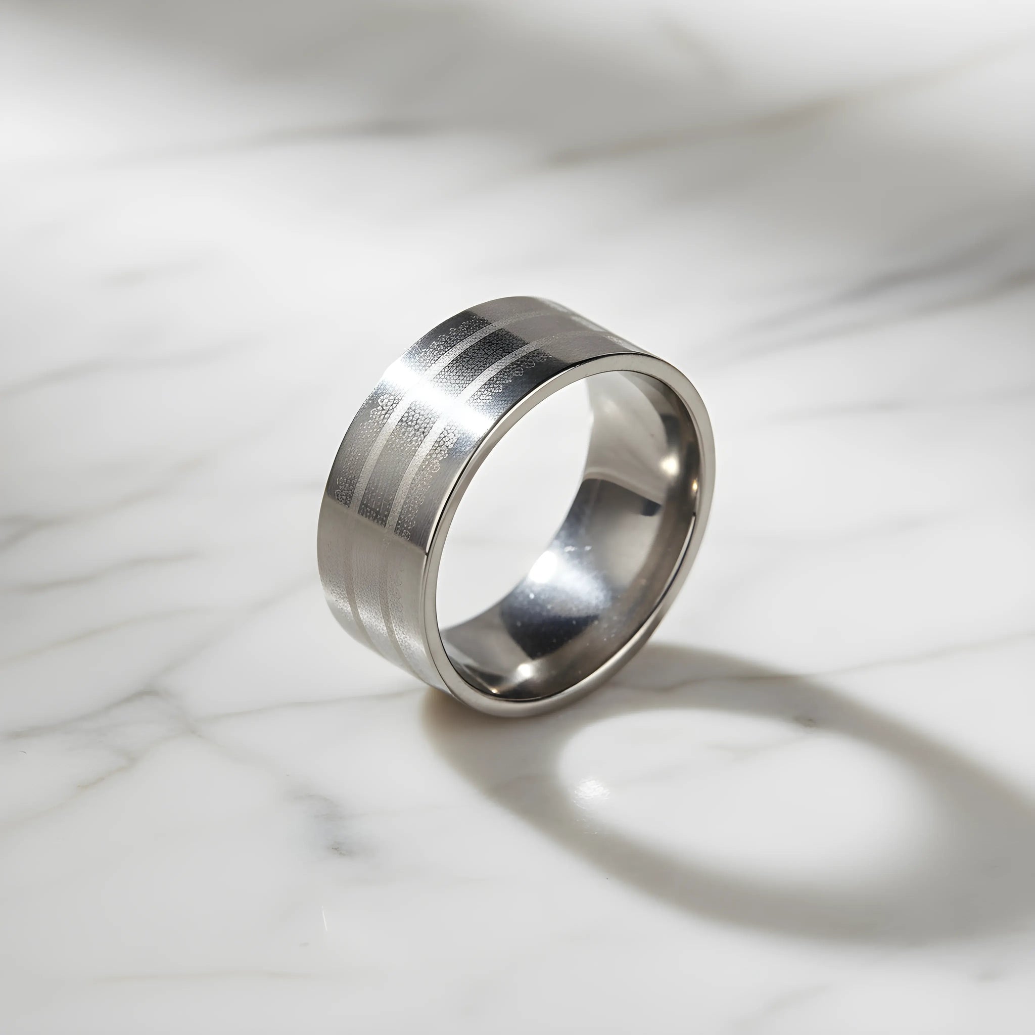 Brushed Stainless Steel Stripe Ring 5.9cm