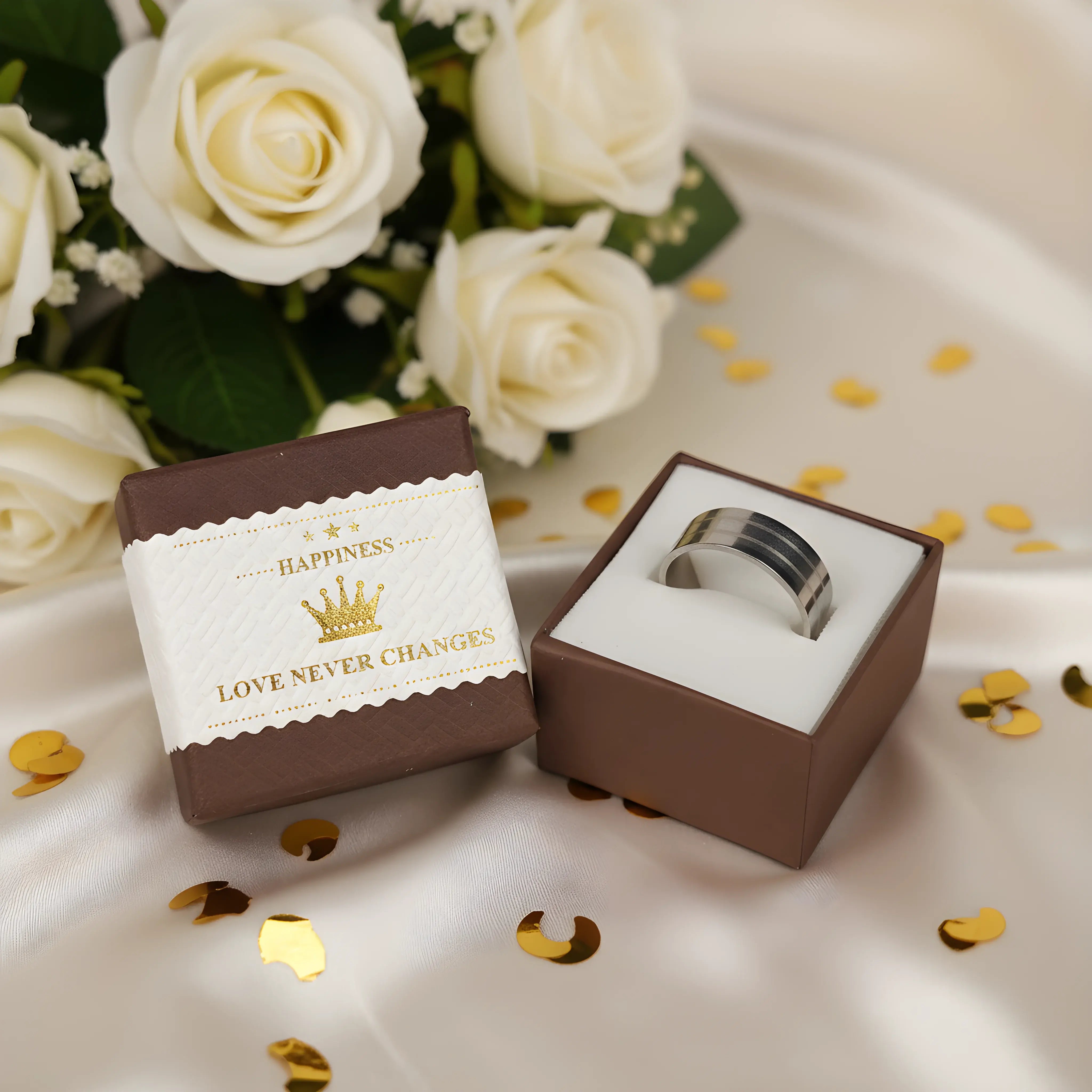 Brushed Stainless Steel Stripe Ring 5.9cm