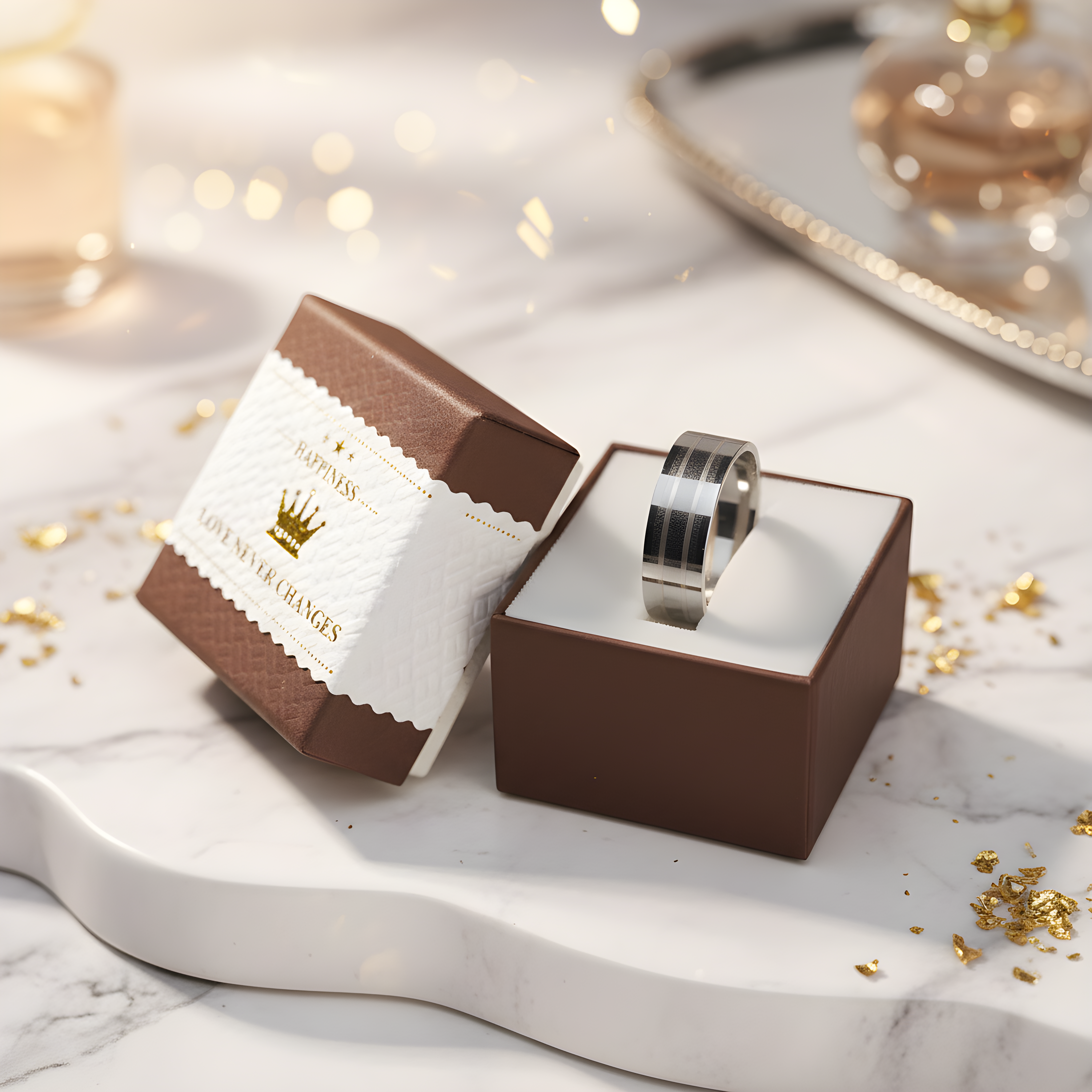 Brushed Stainless Steel Stripe Ring