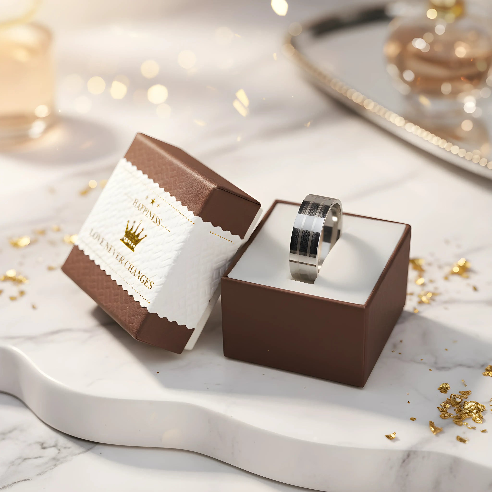 Brushed Stainless Steel Stripe Ring 5.9cm