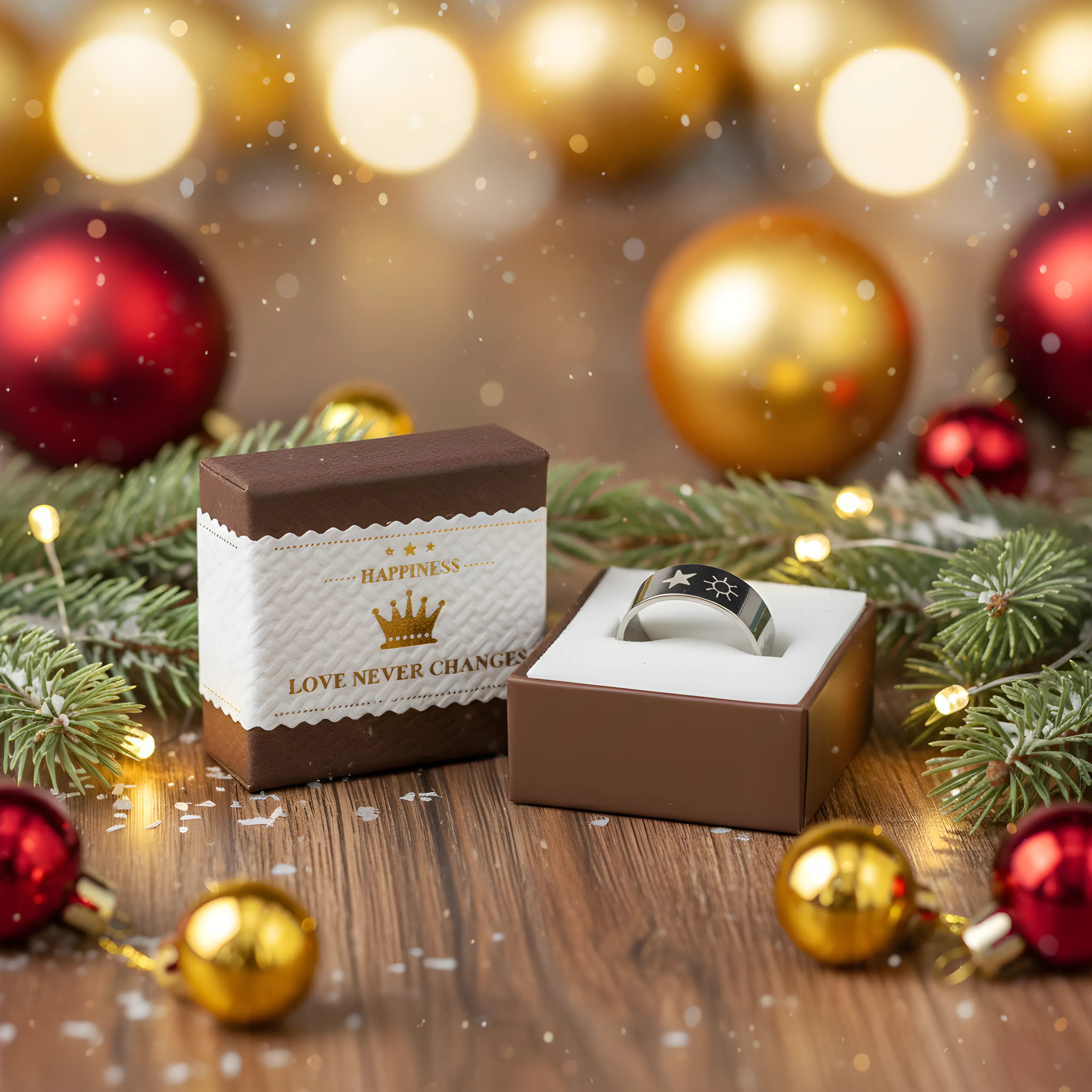 Stainless Steel Sun & Star Engraved Ring 5.6cm