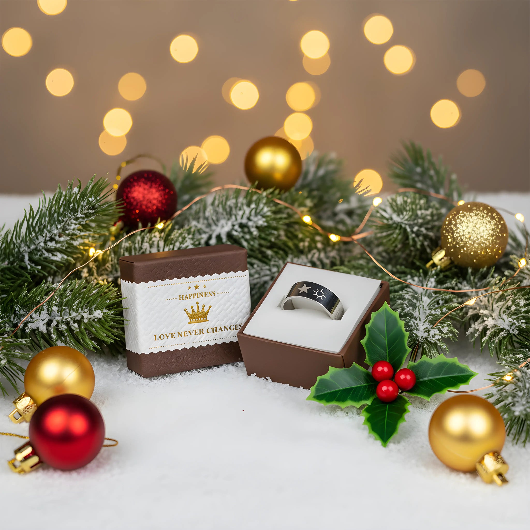 Stainless Steel Sun & Star Engraved Ring 5.6cm