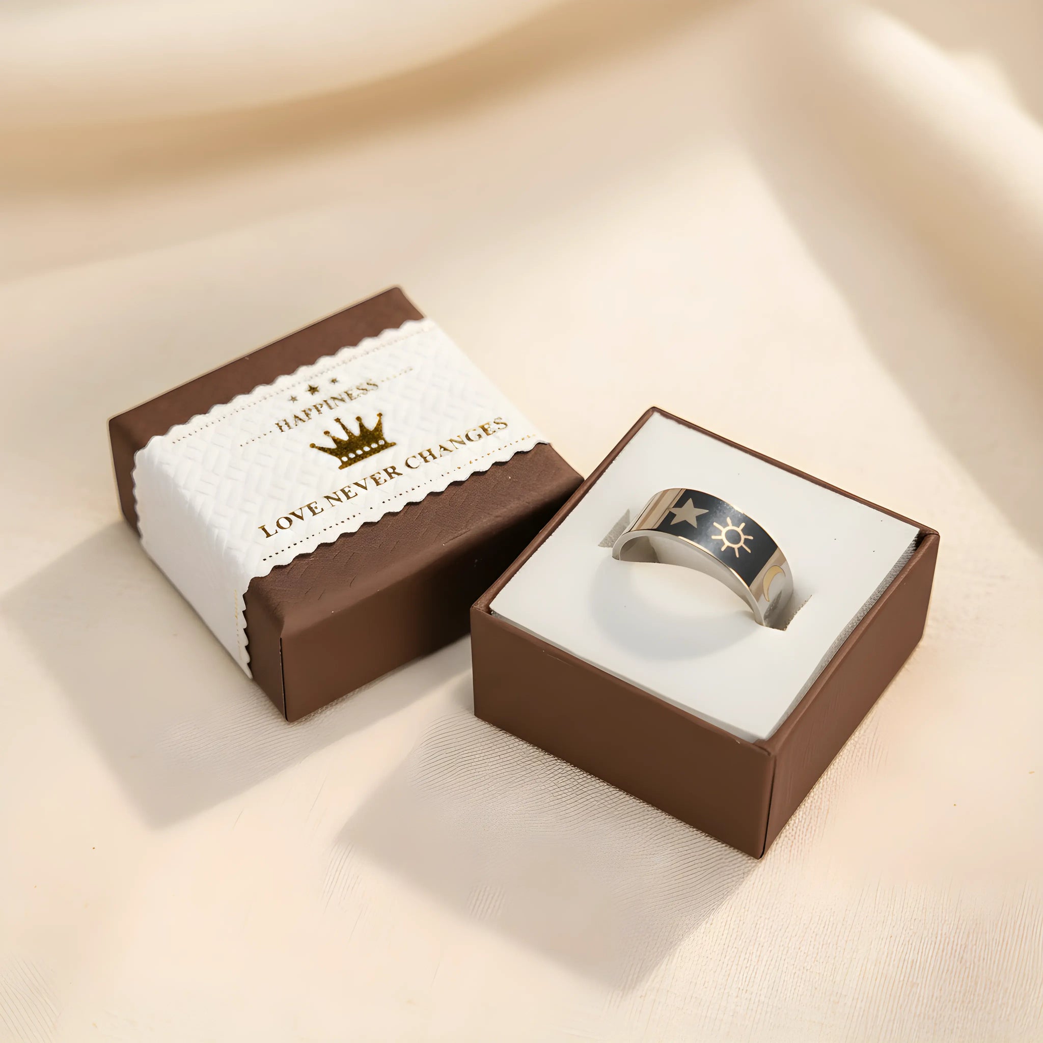 Stainless Steel Sun & Star Engraved Ring 5.6cm