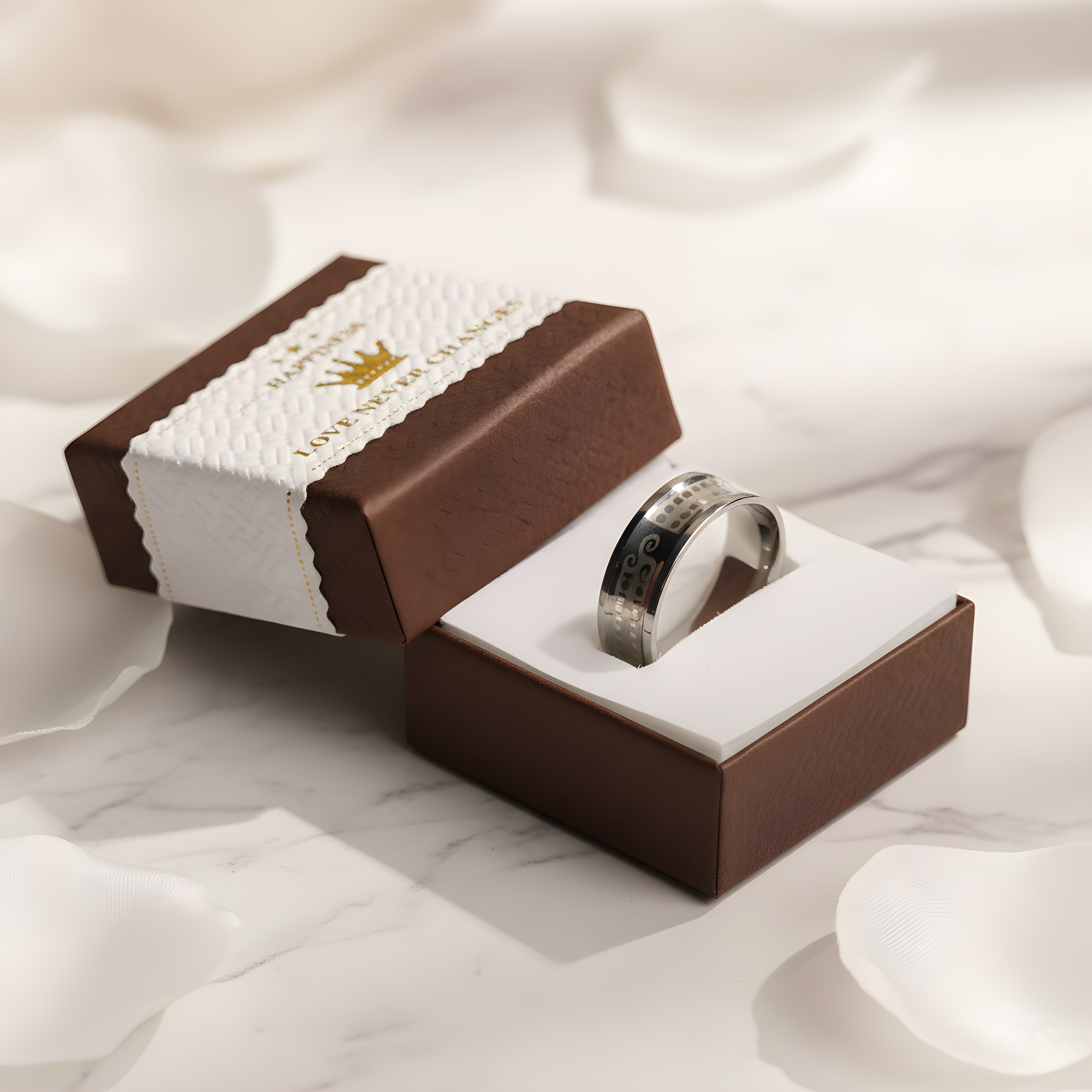 Stainless Steel Pattern Engraved Ring