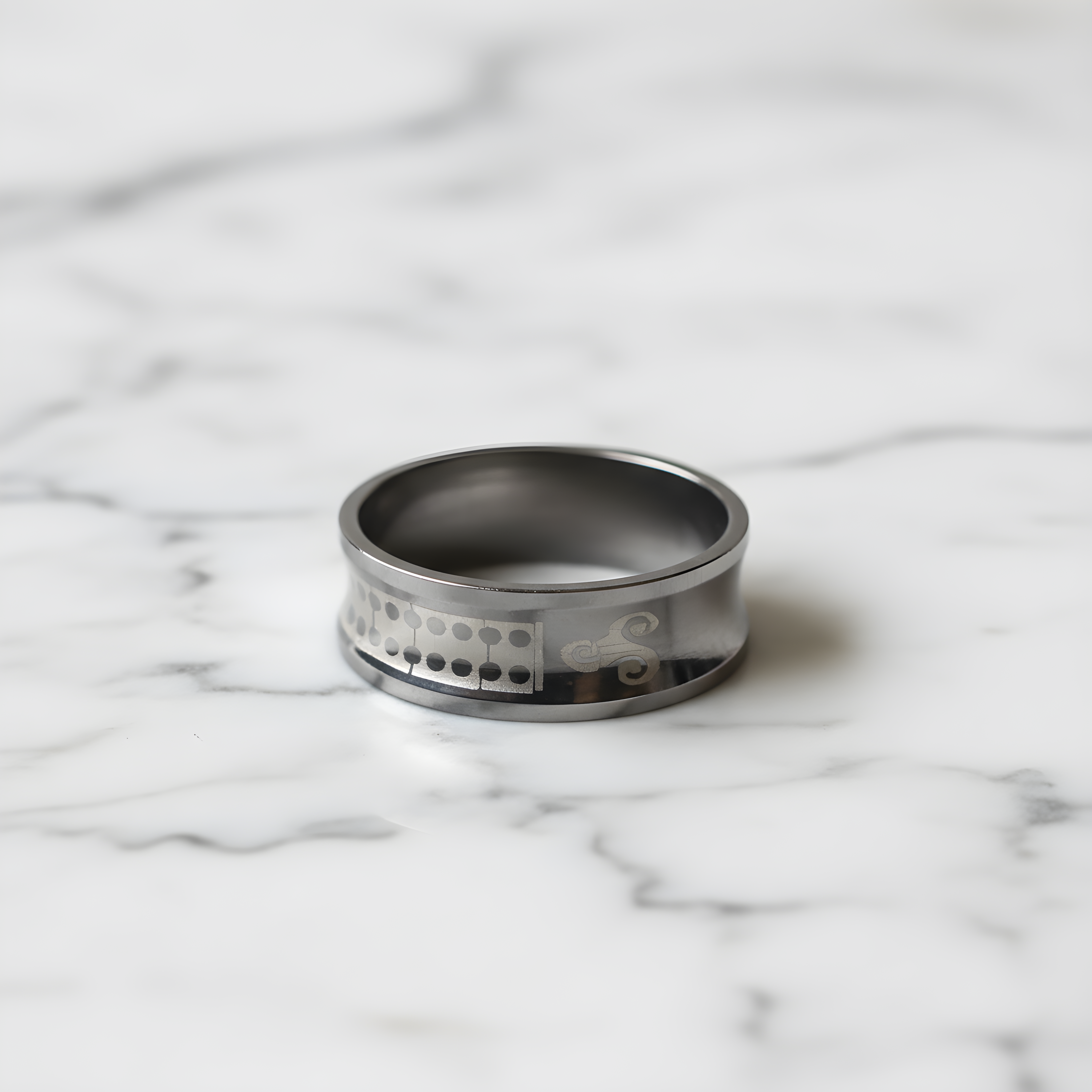 Stainless Steel Pattern Engraved Ring