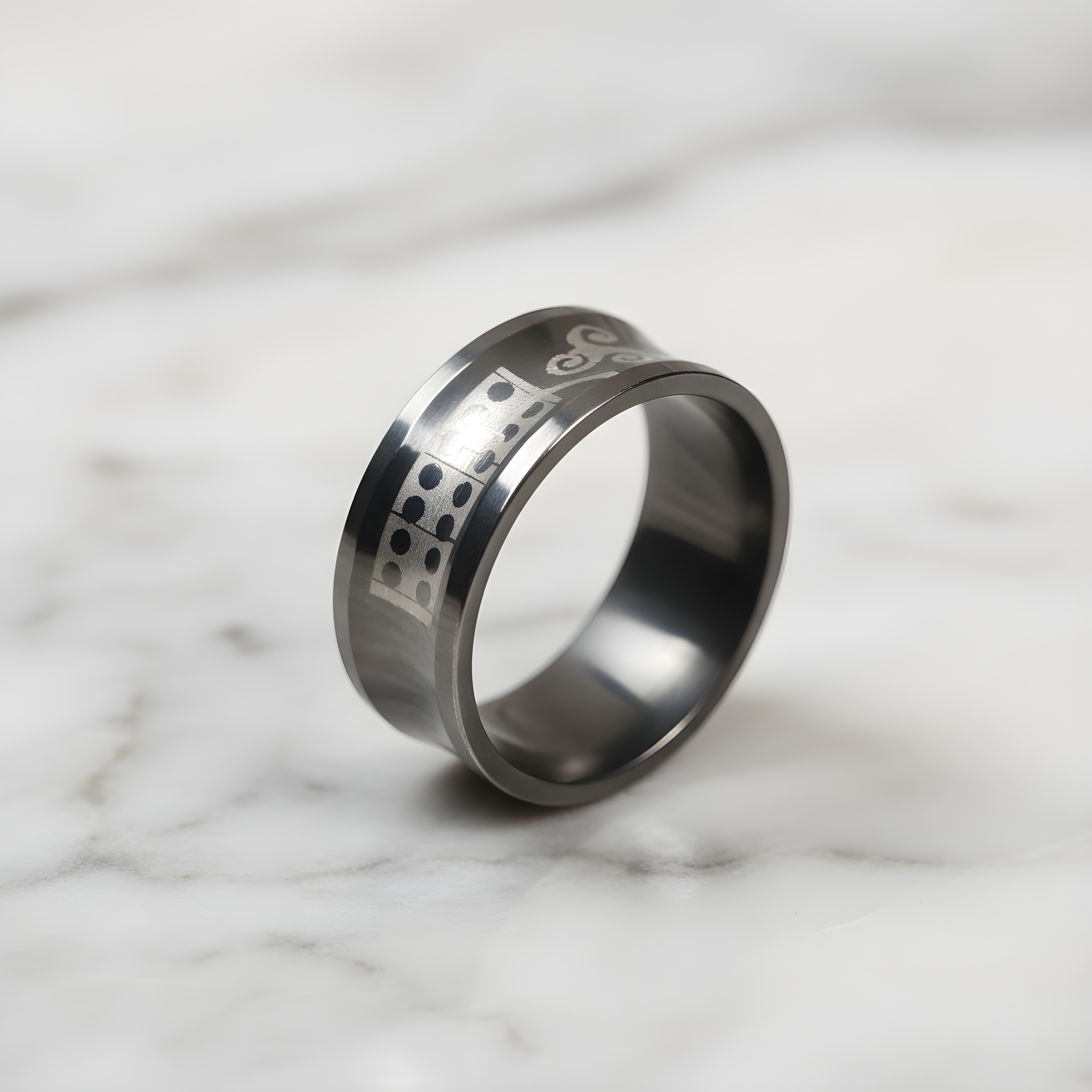 Stainless Steel Pattern Engraved Ring