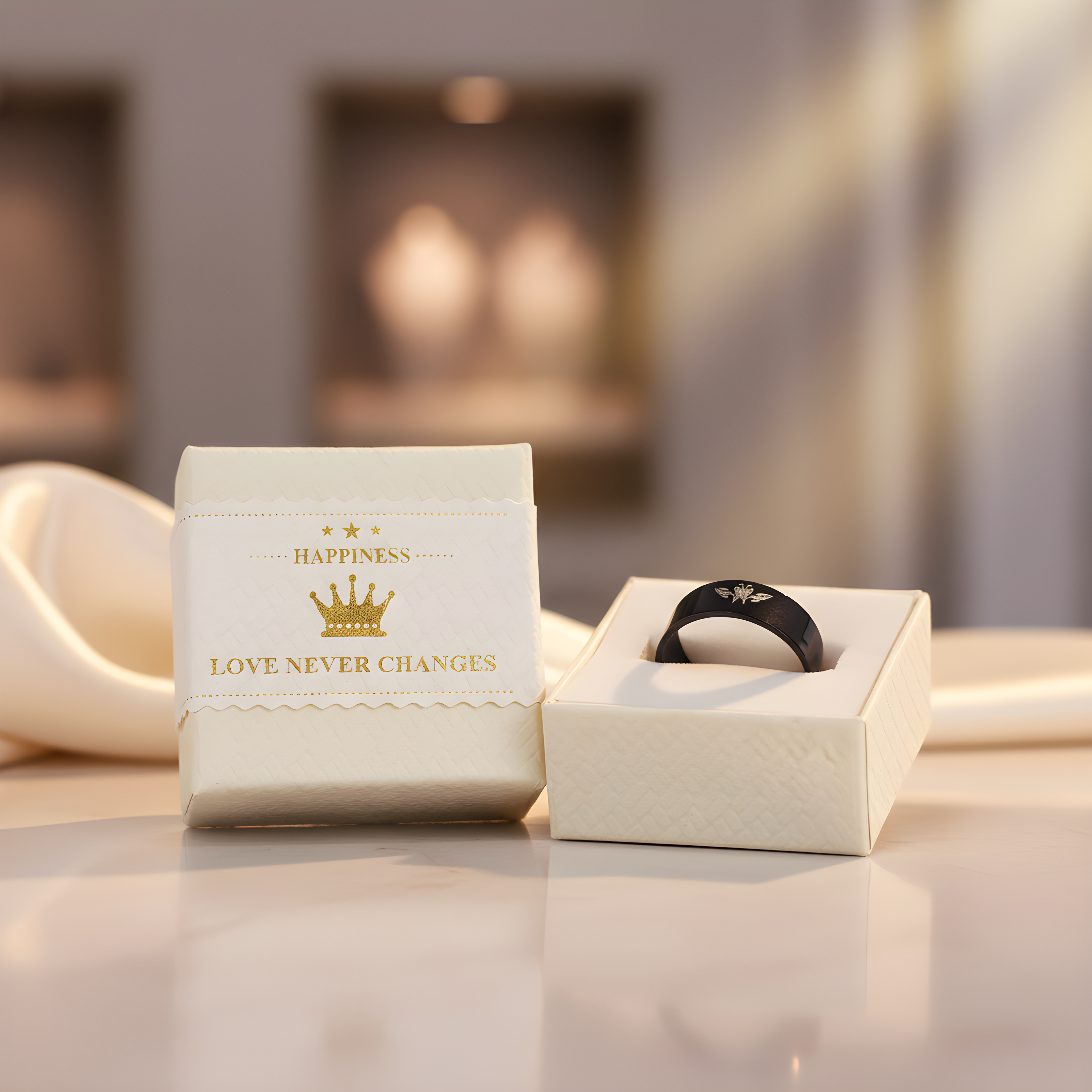 Minimalist Black Engraved Ring