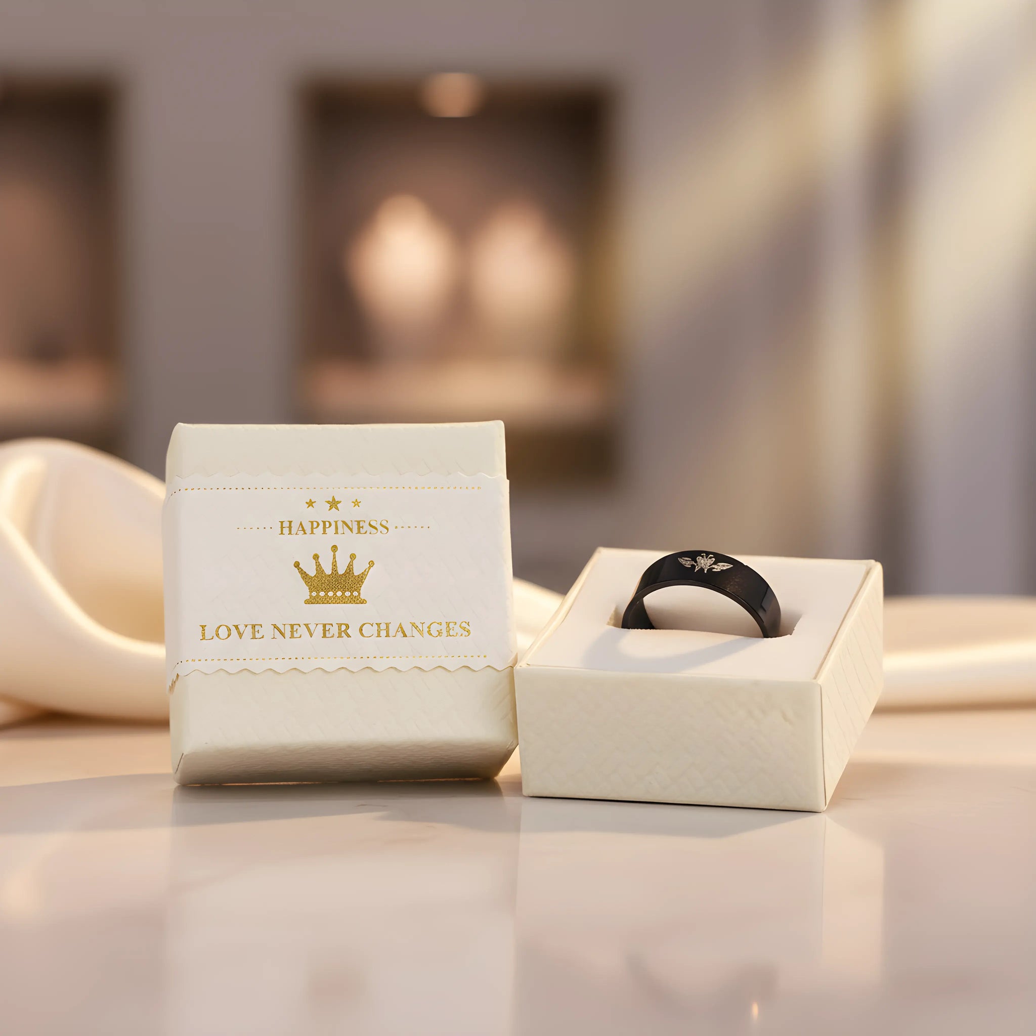 Minimalist Black Engraved Ring 5.6cm