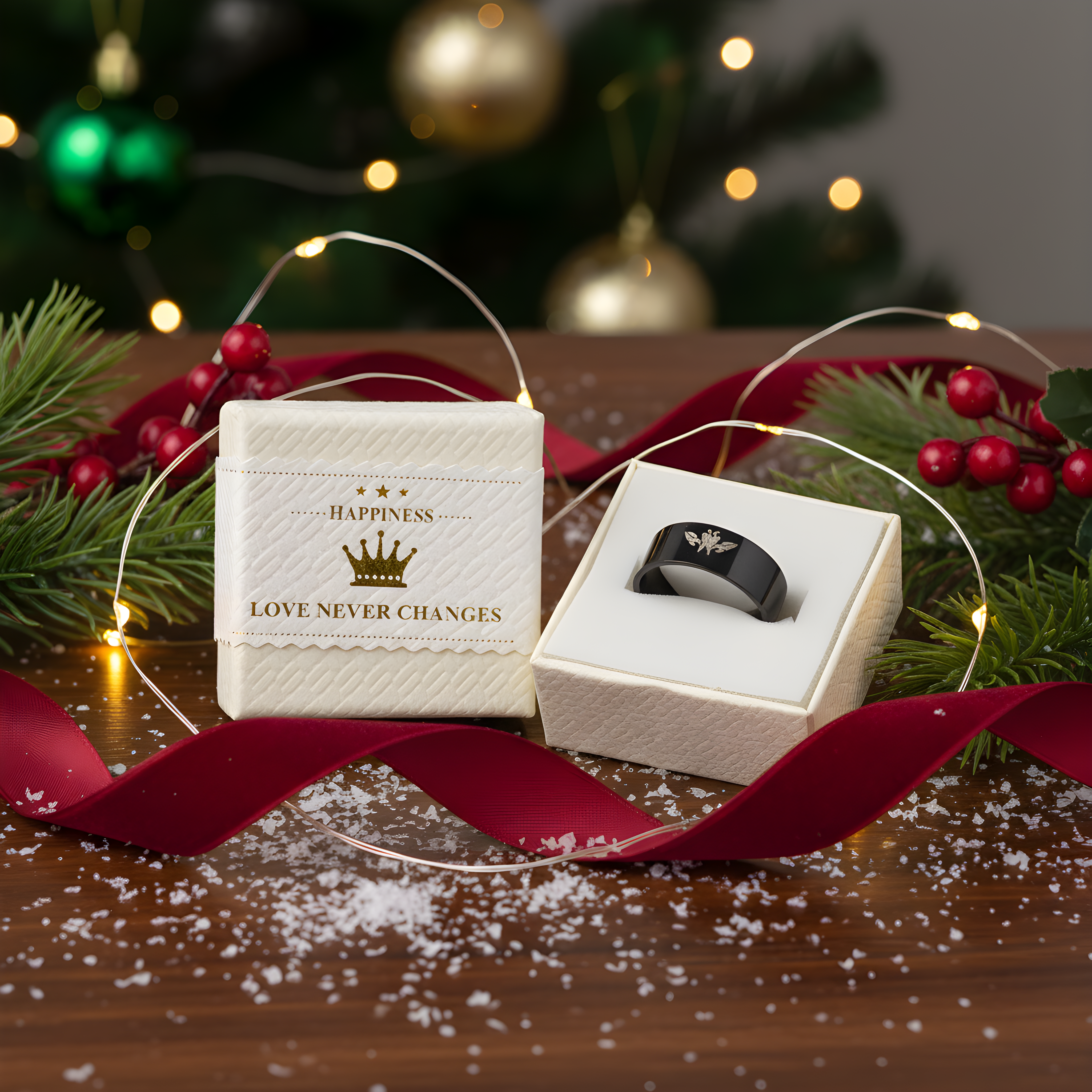 Minimalist Black Engraved Ring