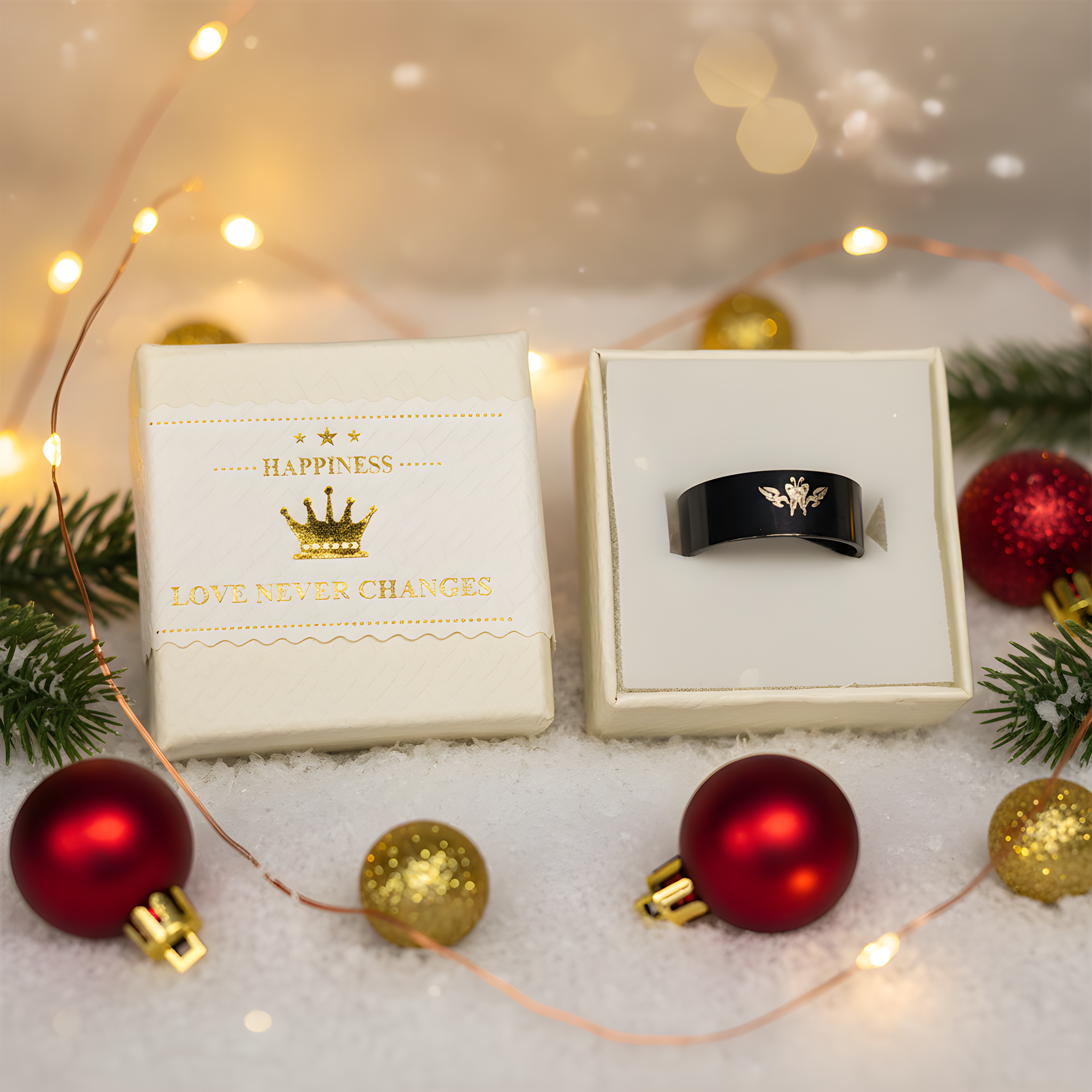 Minimalist Black Engraved Ring