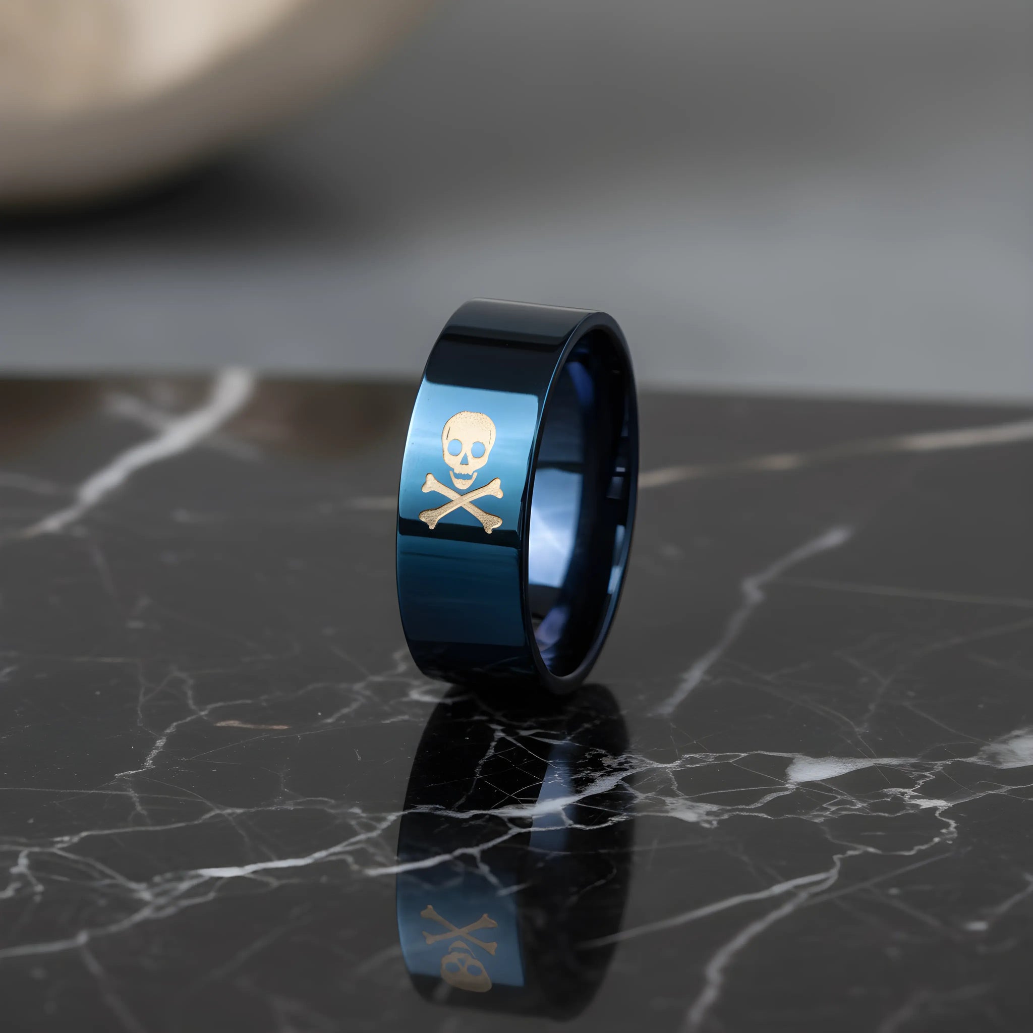 Skull & Crossbones Black Ring 6.2cm