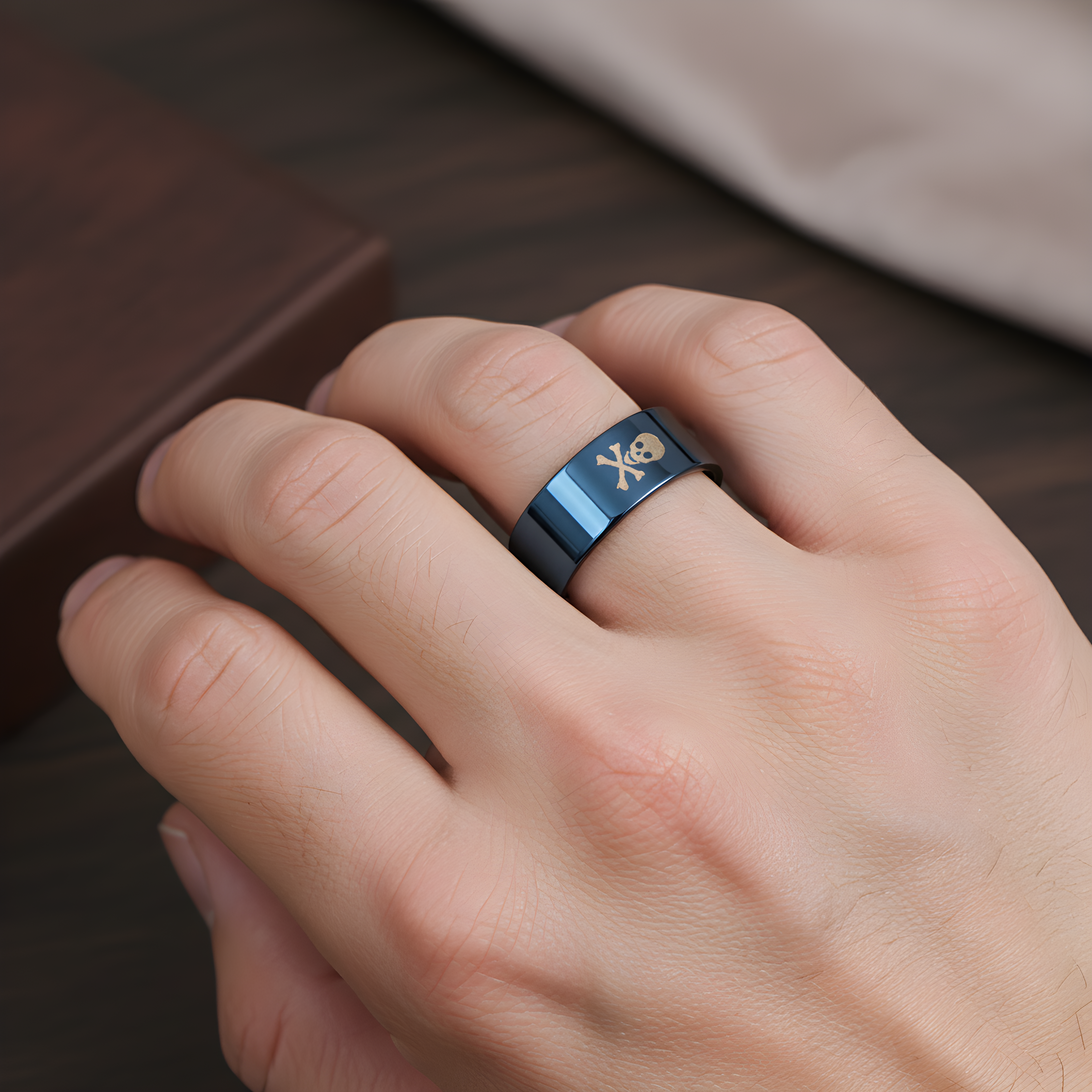 Skull & Crossbones Black Ring