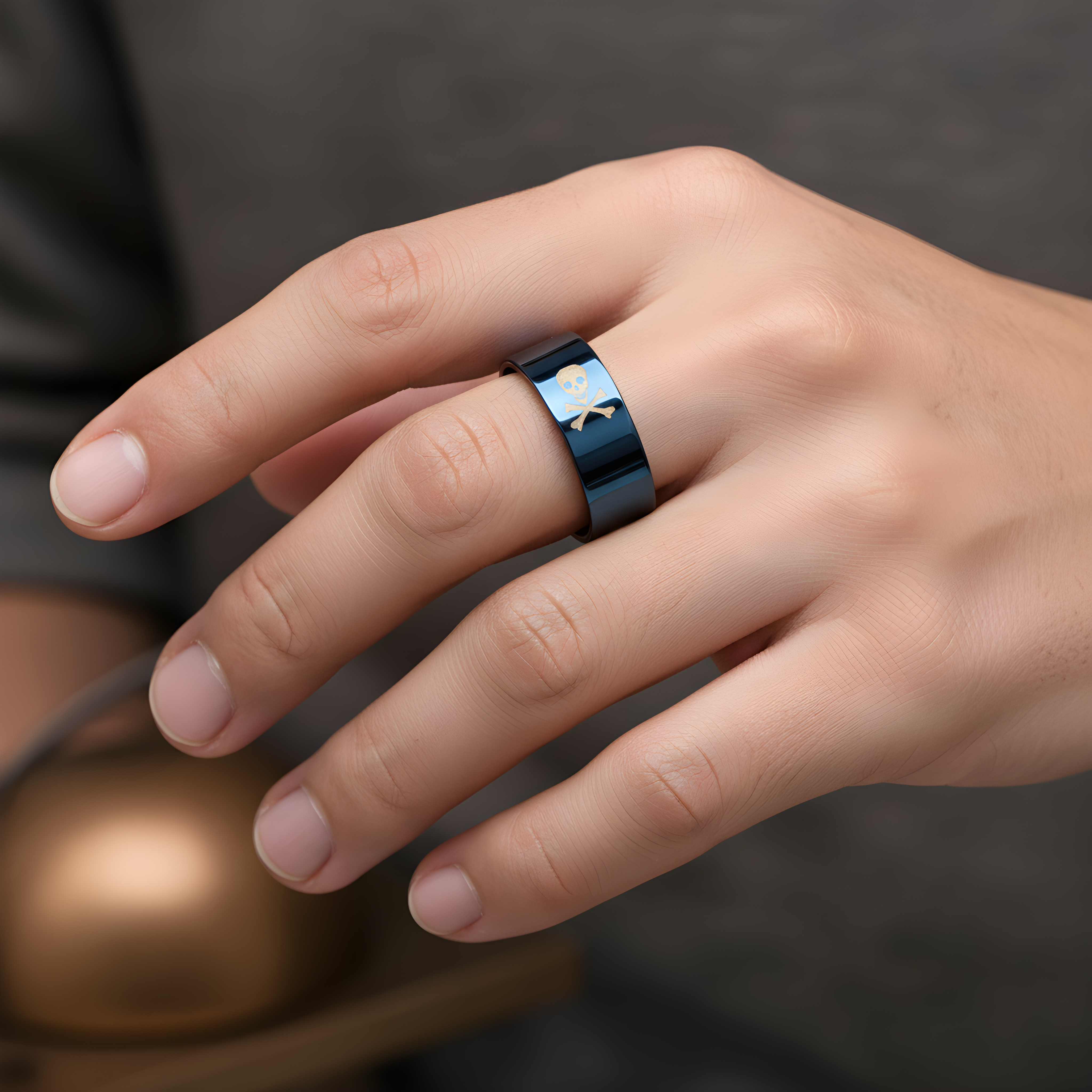 Skull & Crossbones Black Ring