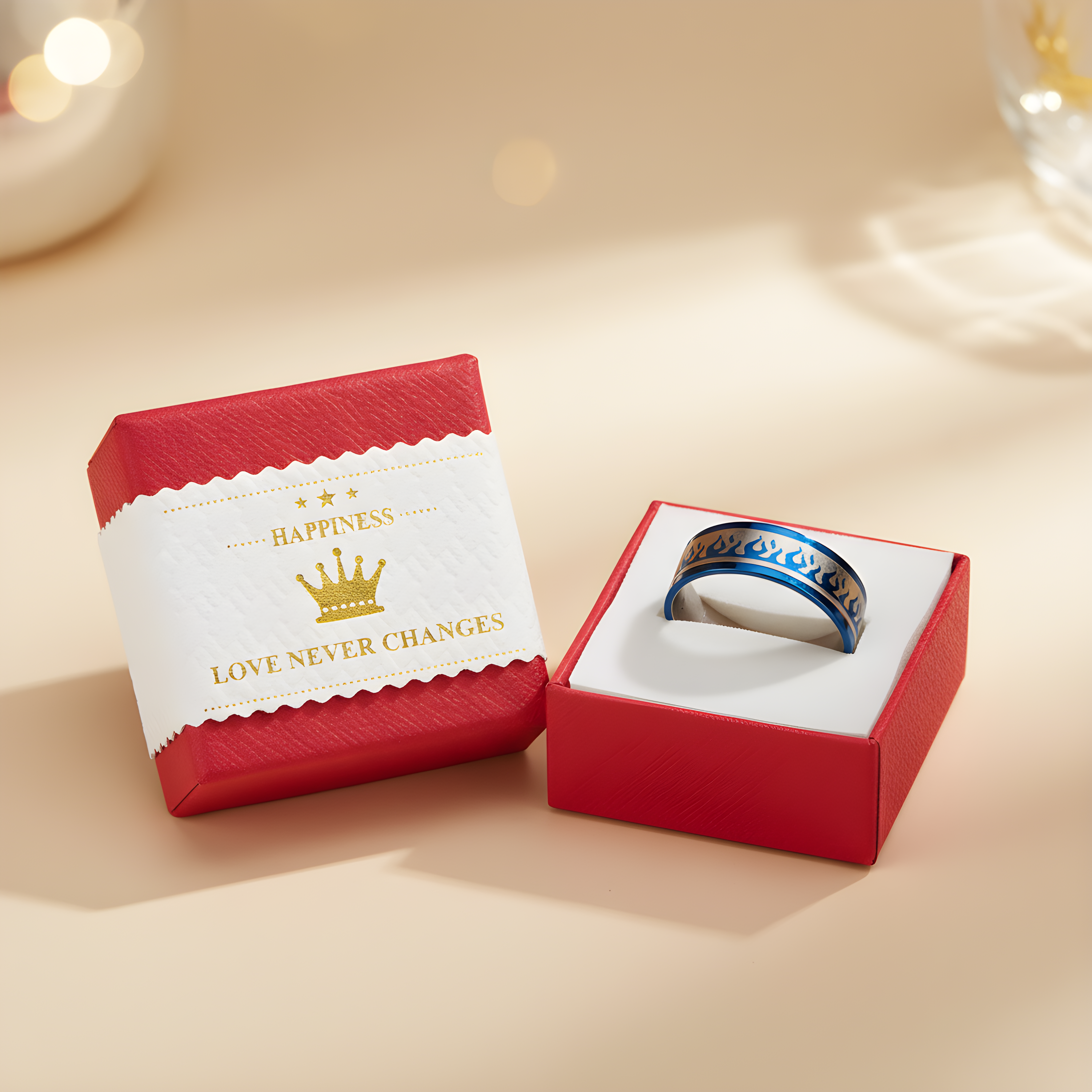 Blue Flame Pattern Ring