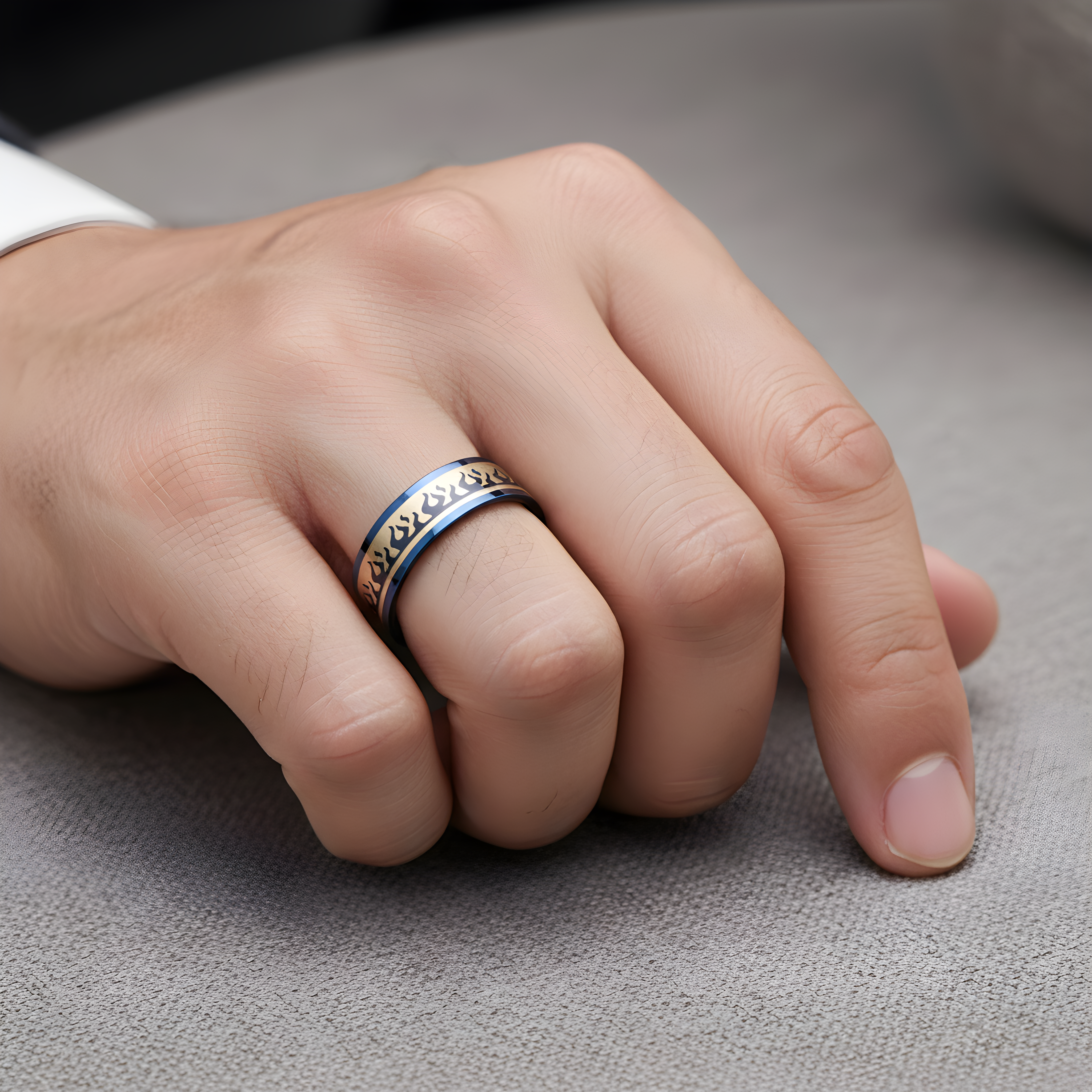 Blue Flame Pattern Ring