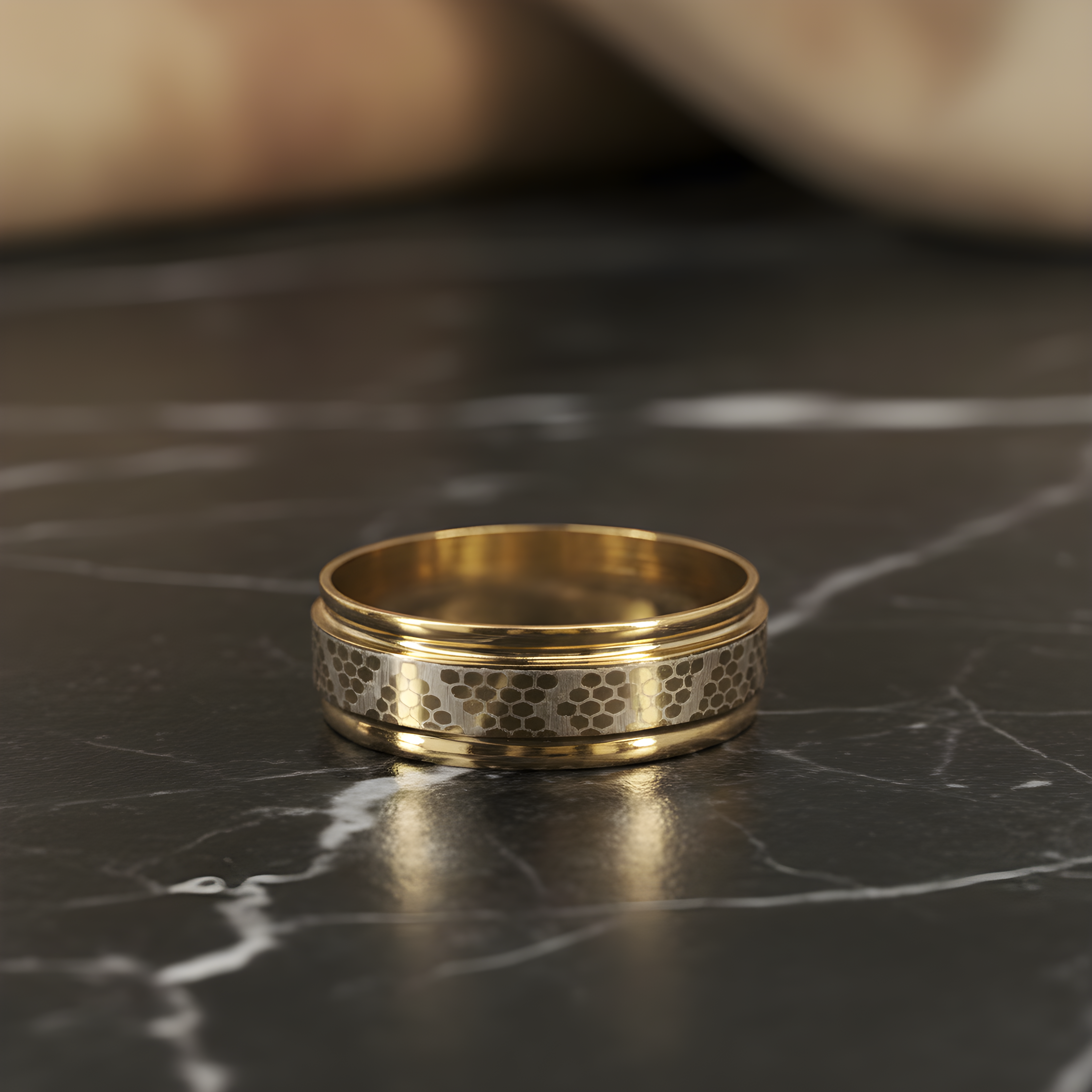 Gold Honeycomb Pattern Ring