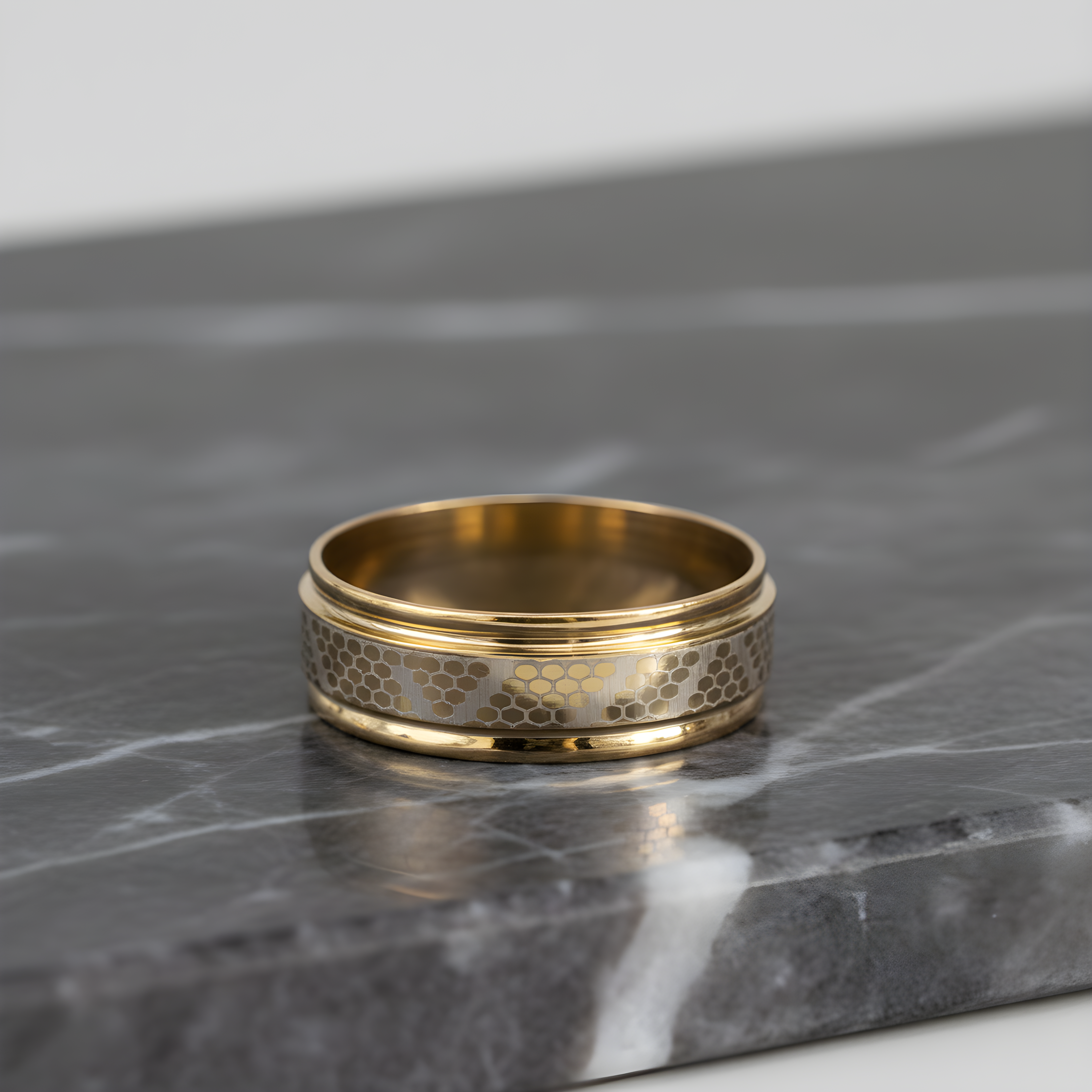 Gold Honeycomb Pattern Ring