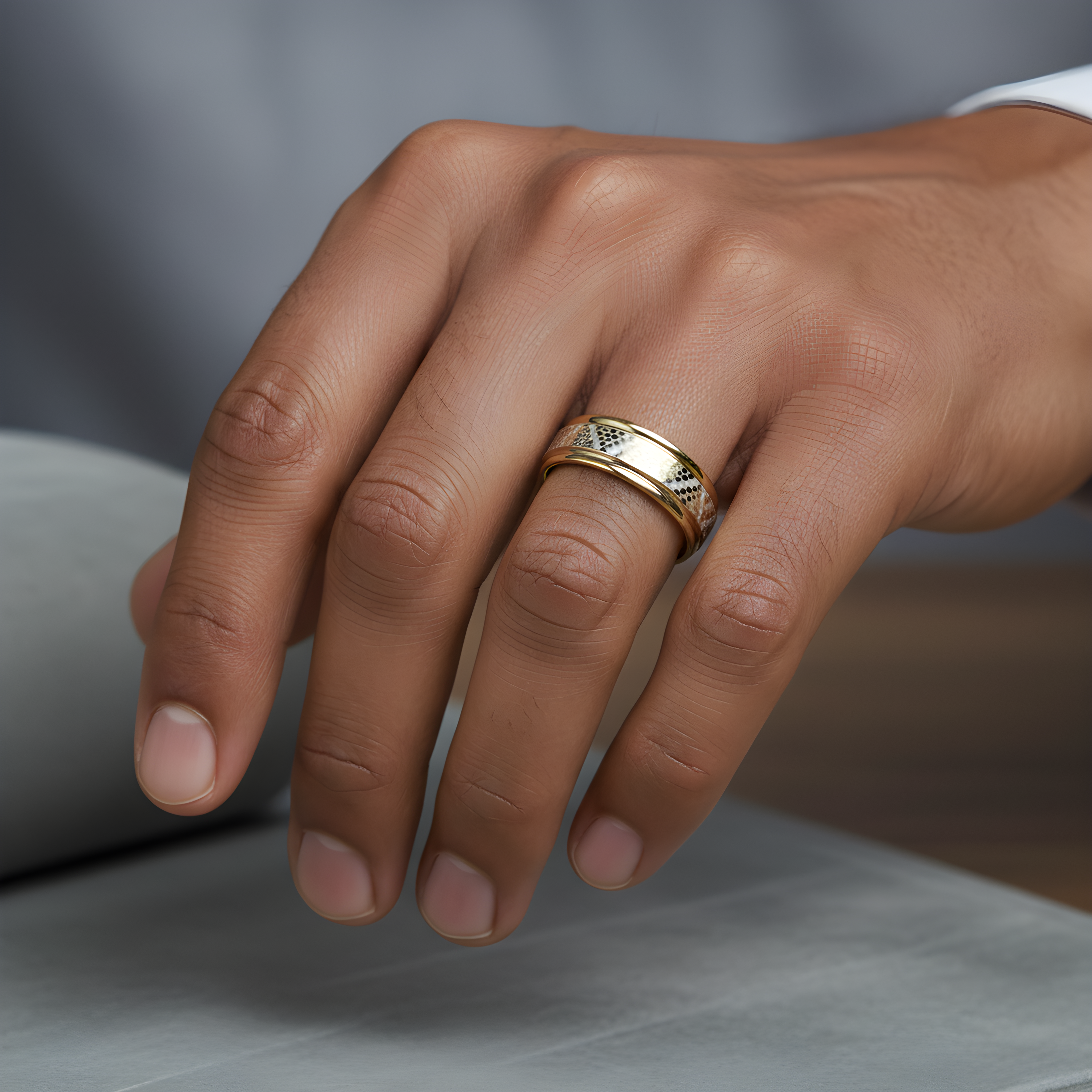 Gold Honeycomb Pattern Ring