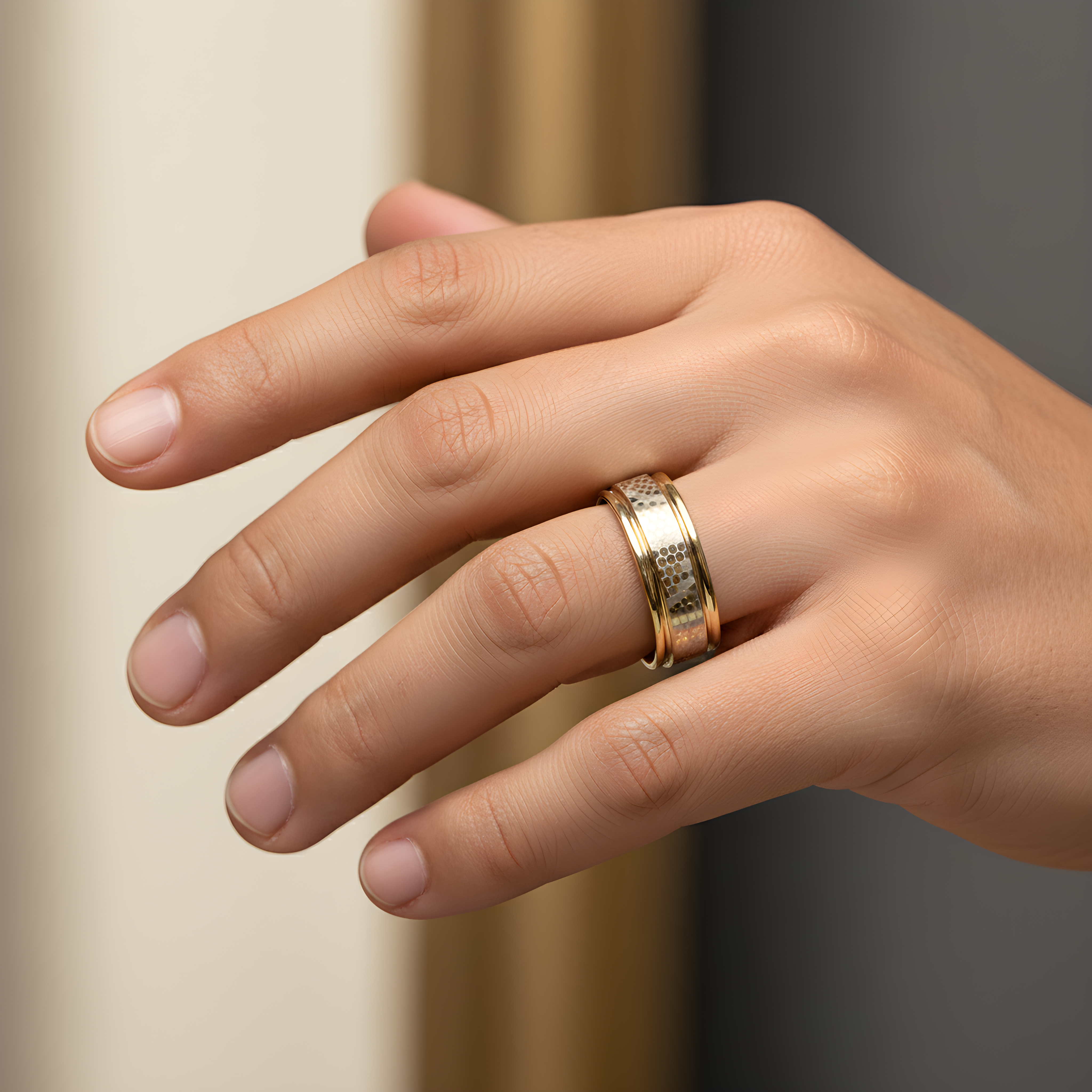 Gold Honeycomb Pattern Ring