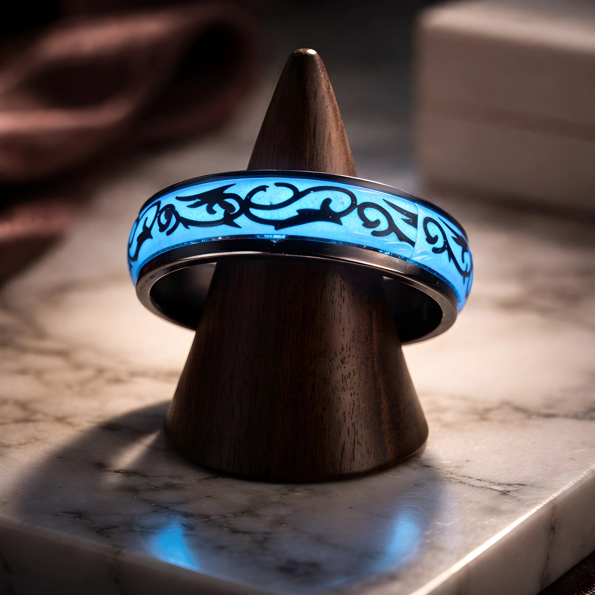 Blue Tribal Glow Ring 6.7cm