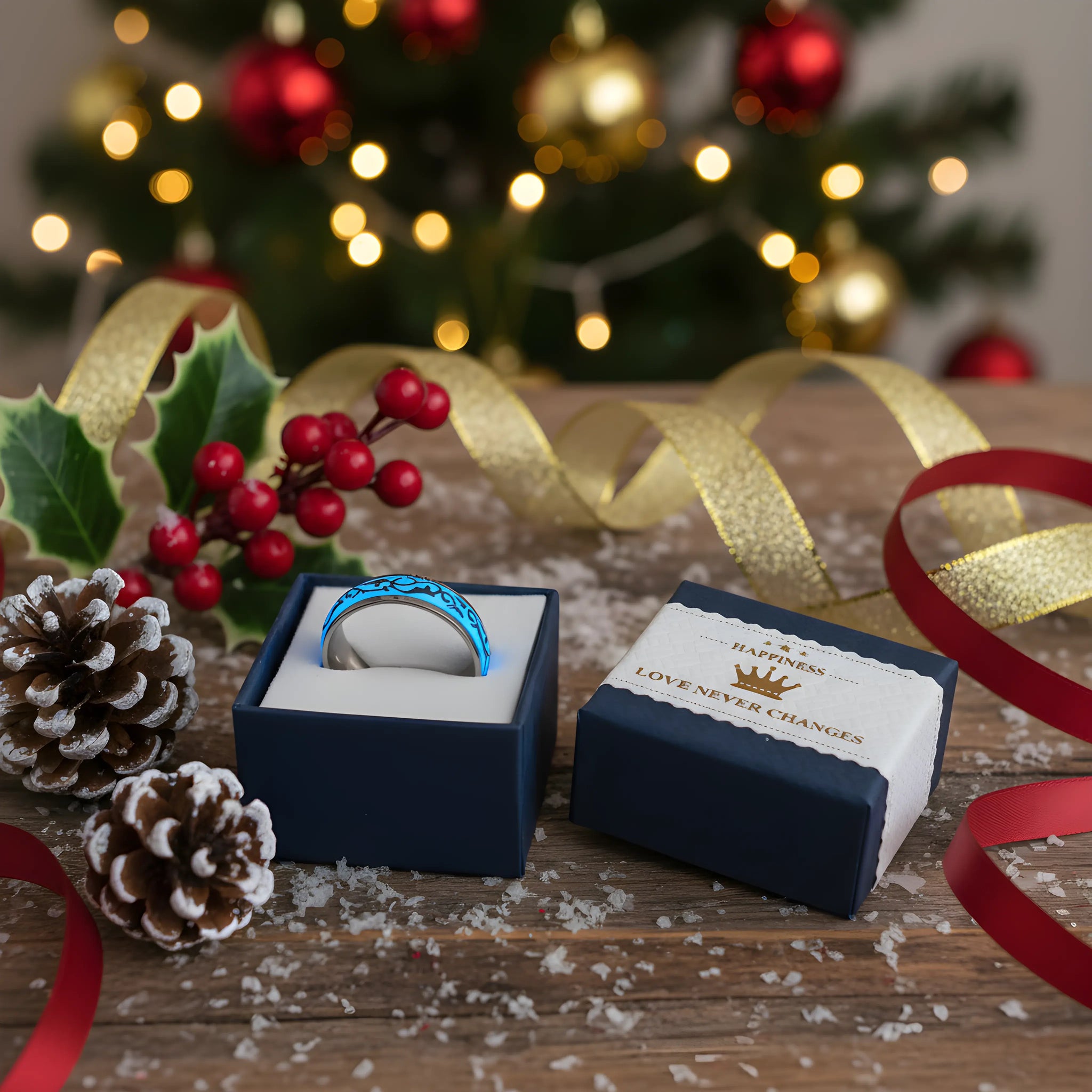 Blue Tribal Glow Ring 6.7cm