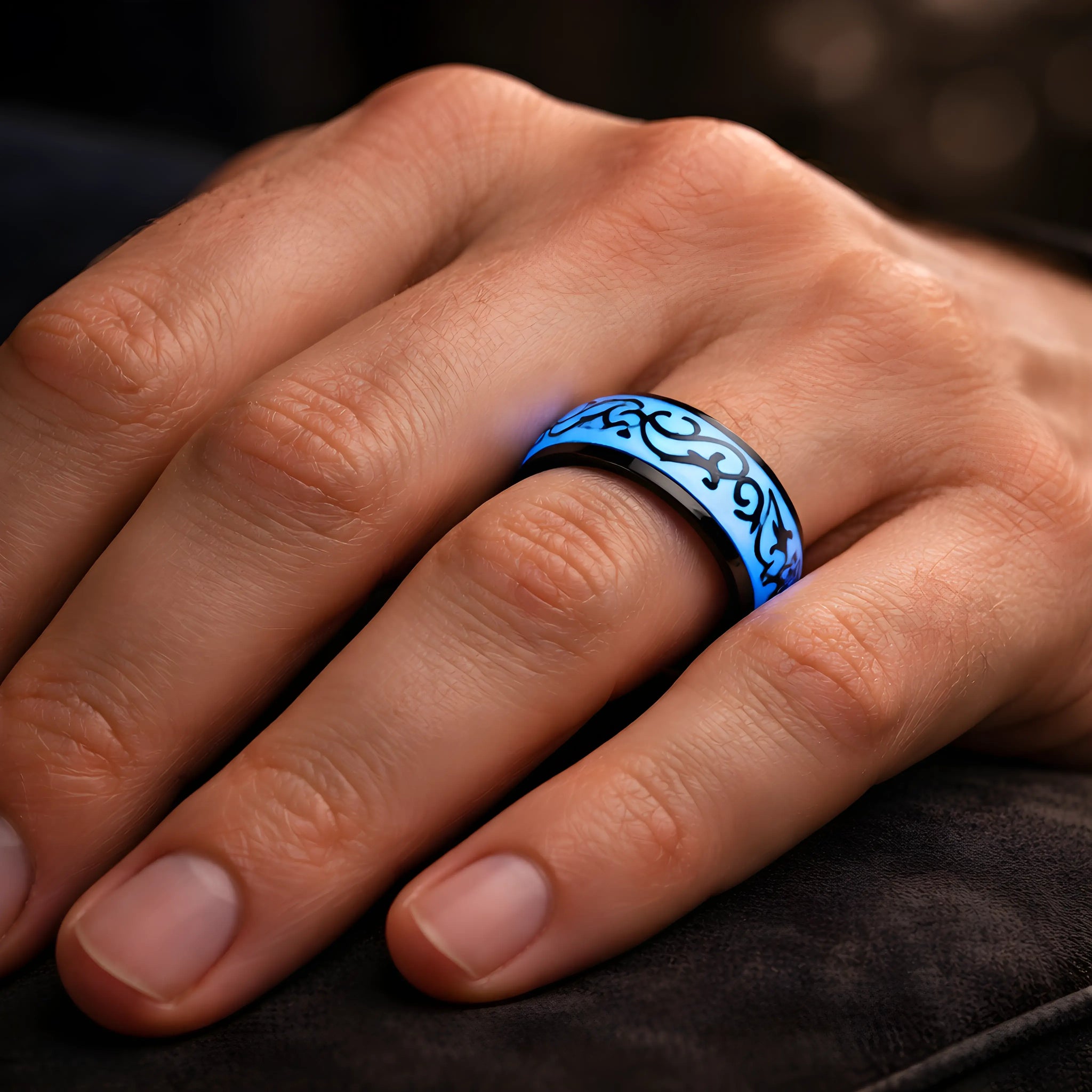 Blue Tribal Glow Ring 6.7cm