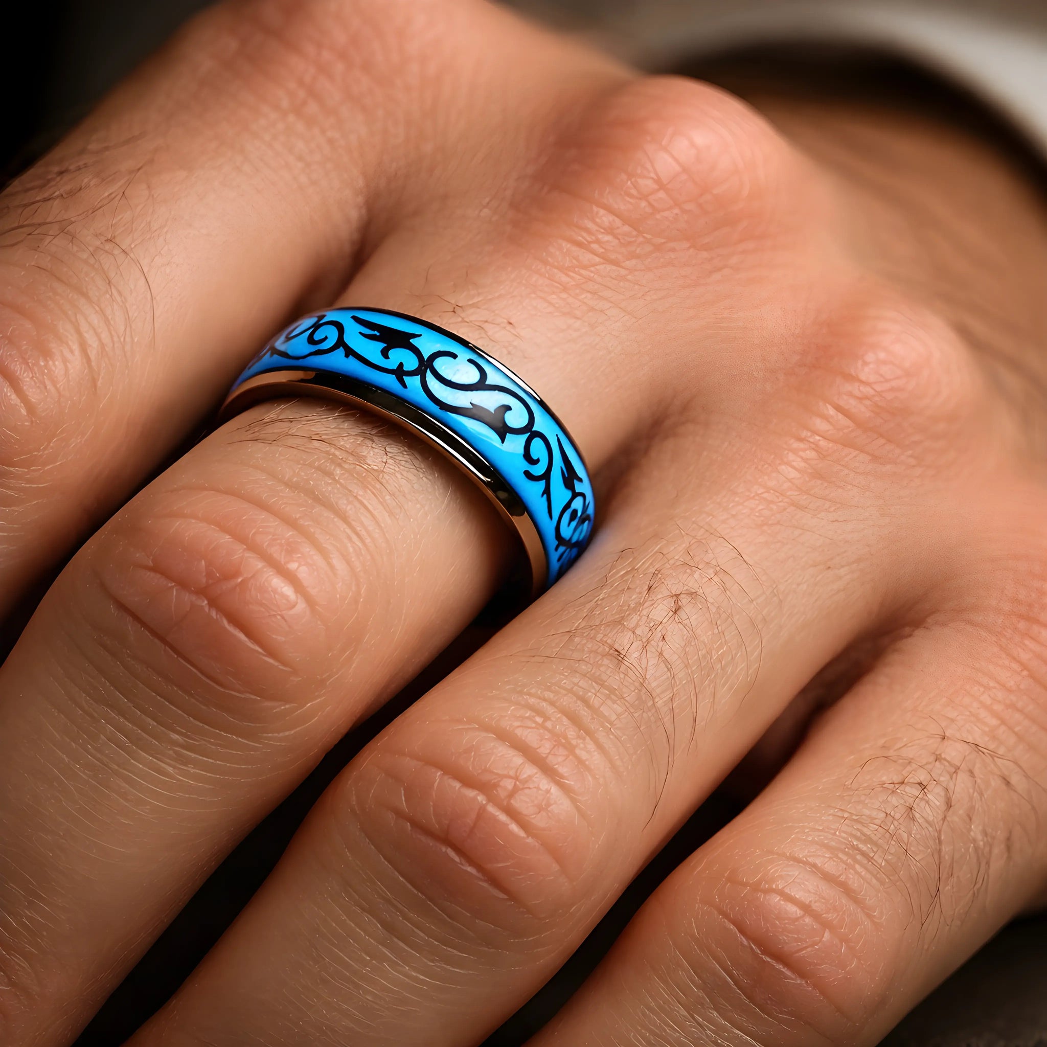 Blue Tribal Glow Ring 6.7cm