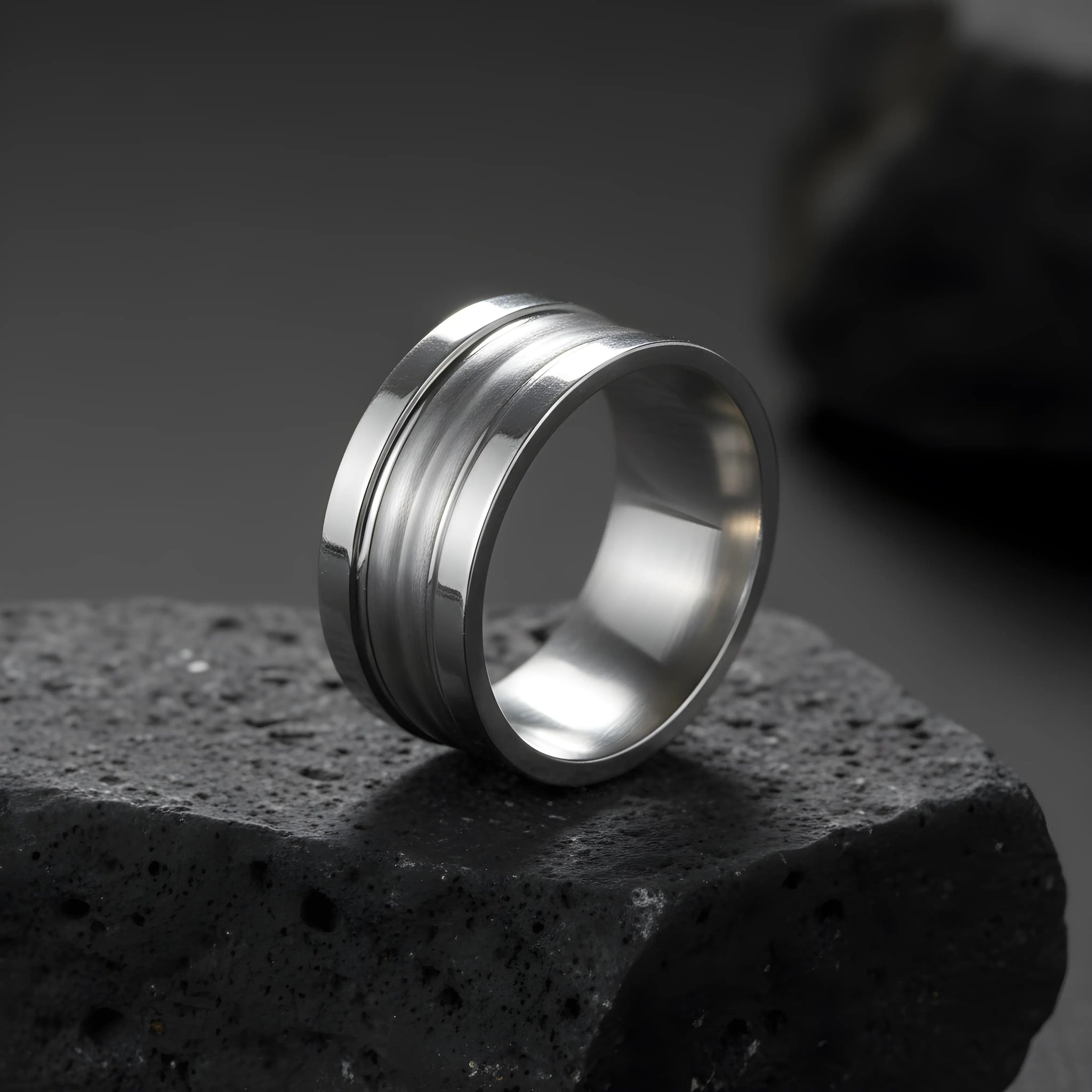 Brushed Silver Stainless Steel Ring 5.3cm