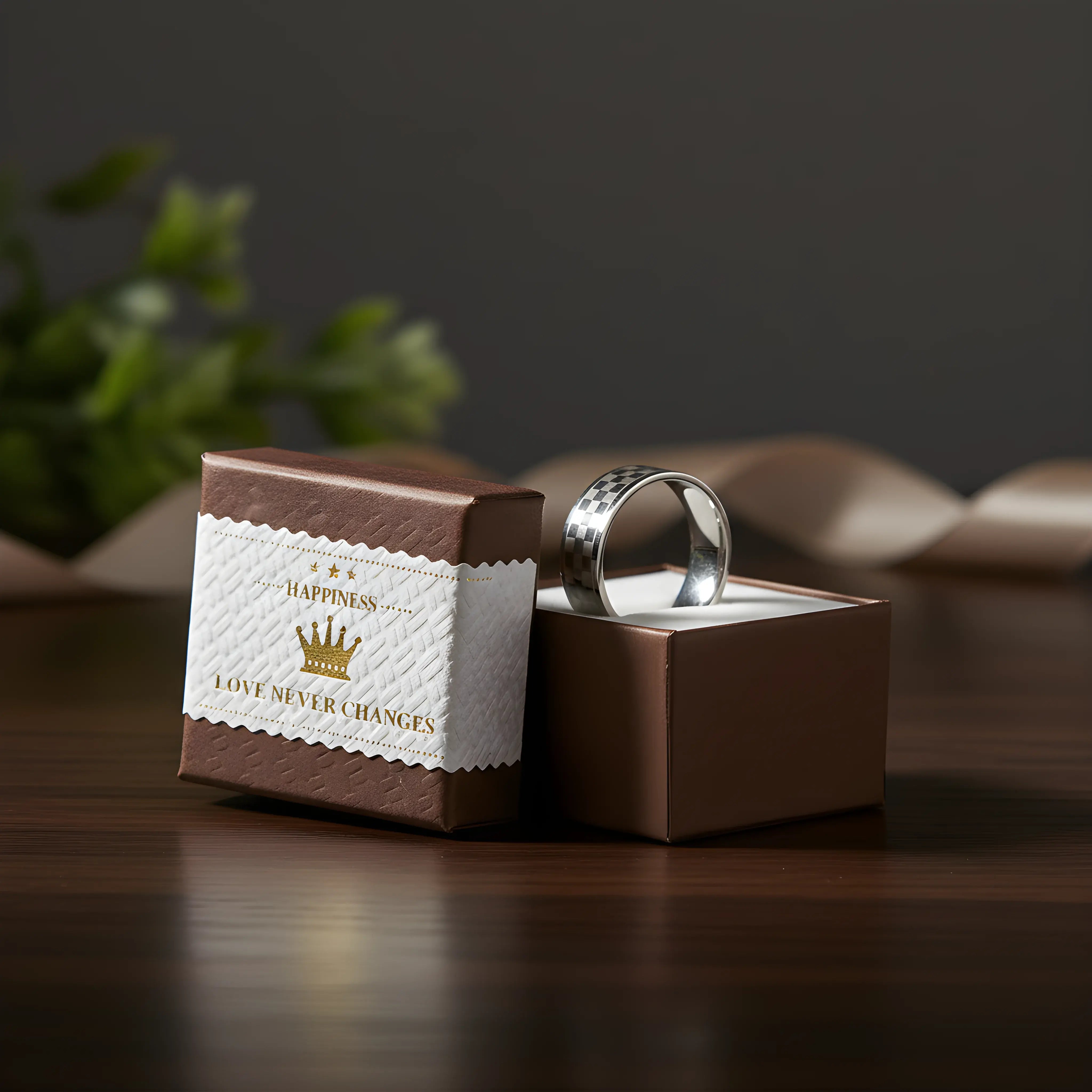 Checkered Stainless Steel Ring 5.6cm