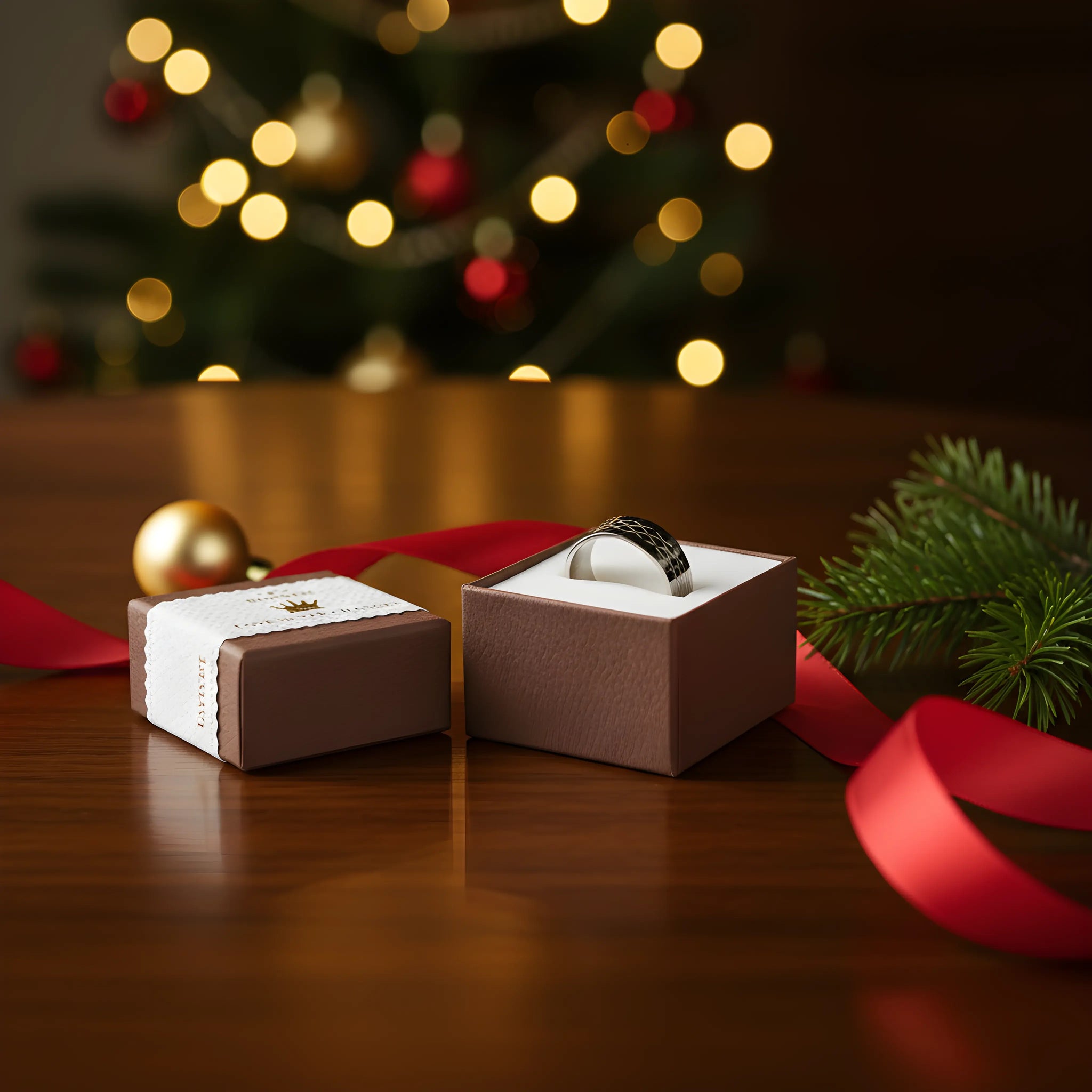 Engraved Silver Steel Ring 5.6cm