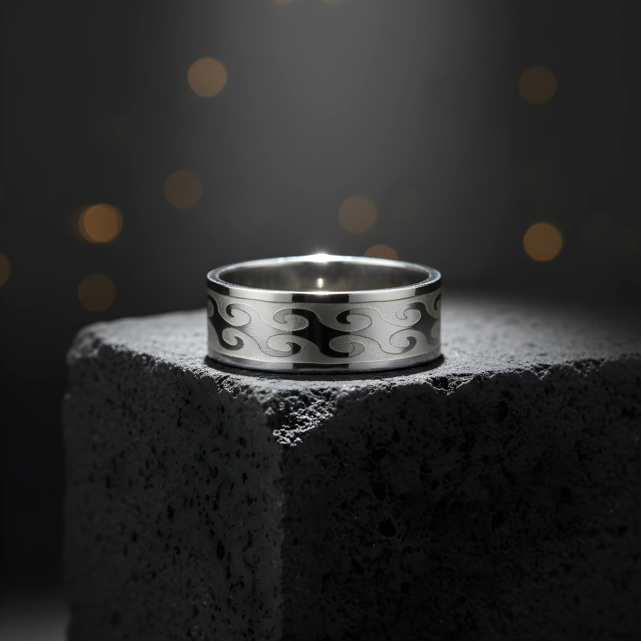 Wave Engraved Silver Ring 5.9cm