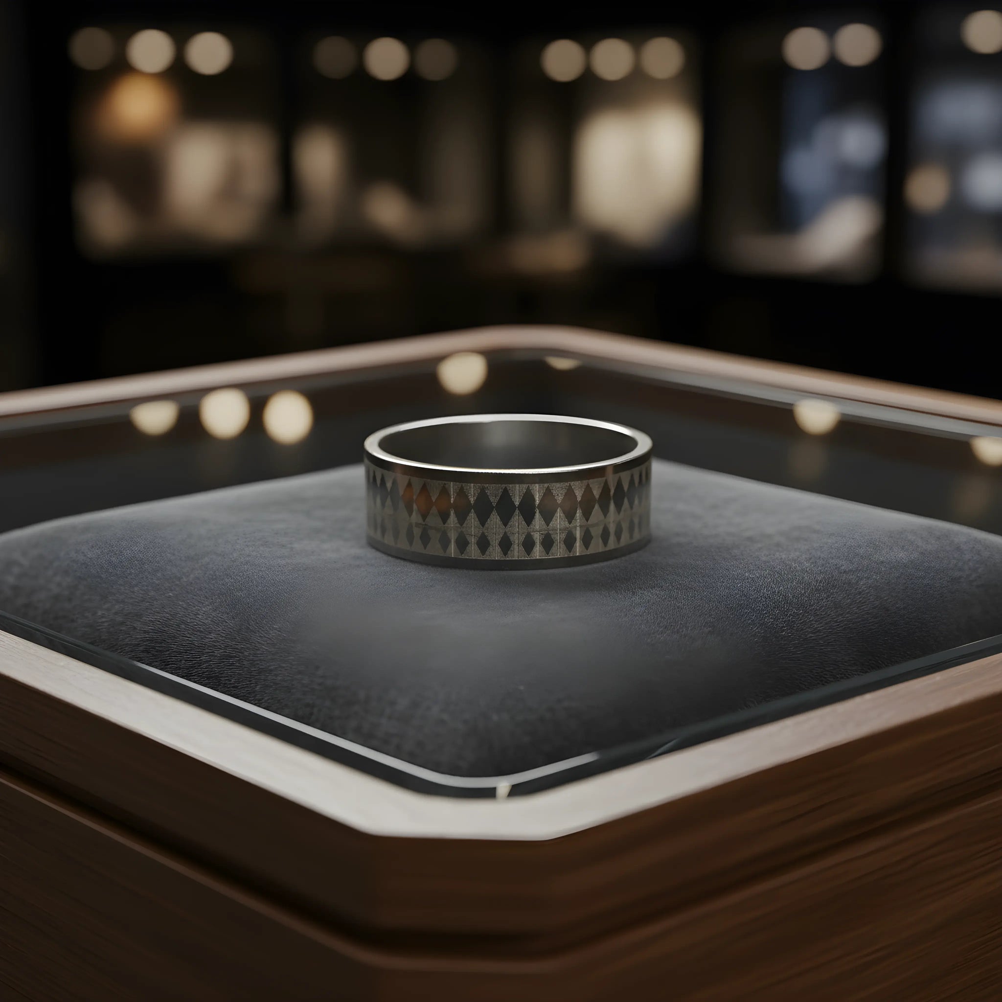 Diamond Pattern Steel Ring 6cm