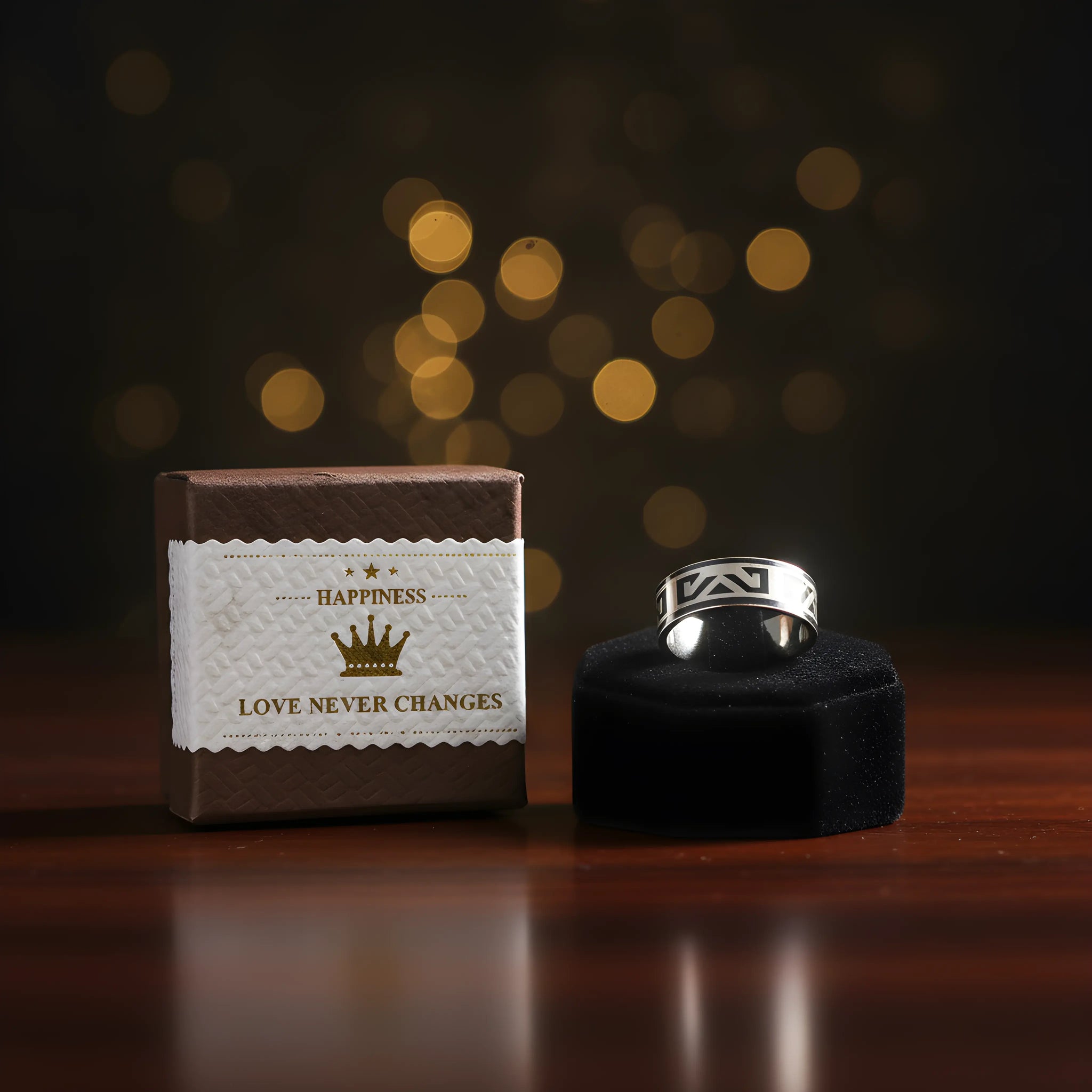 Geometric Pattern Steel Ring 5.9cm