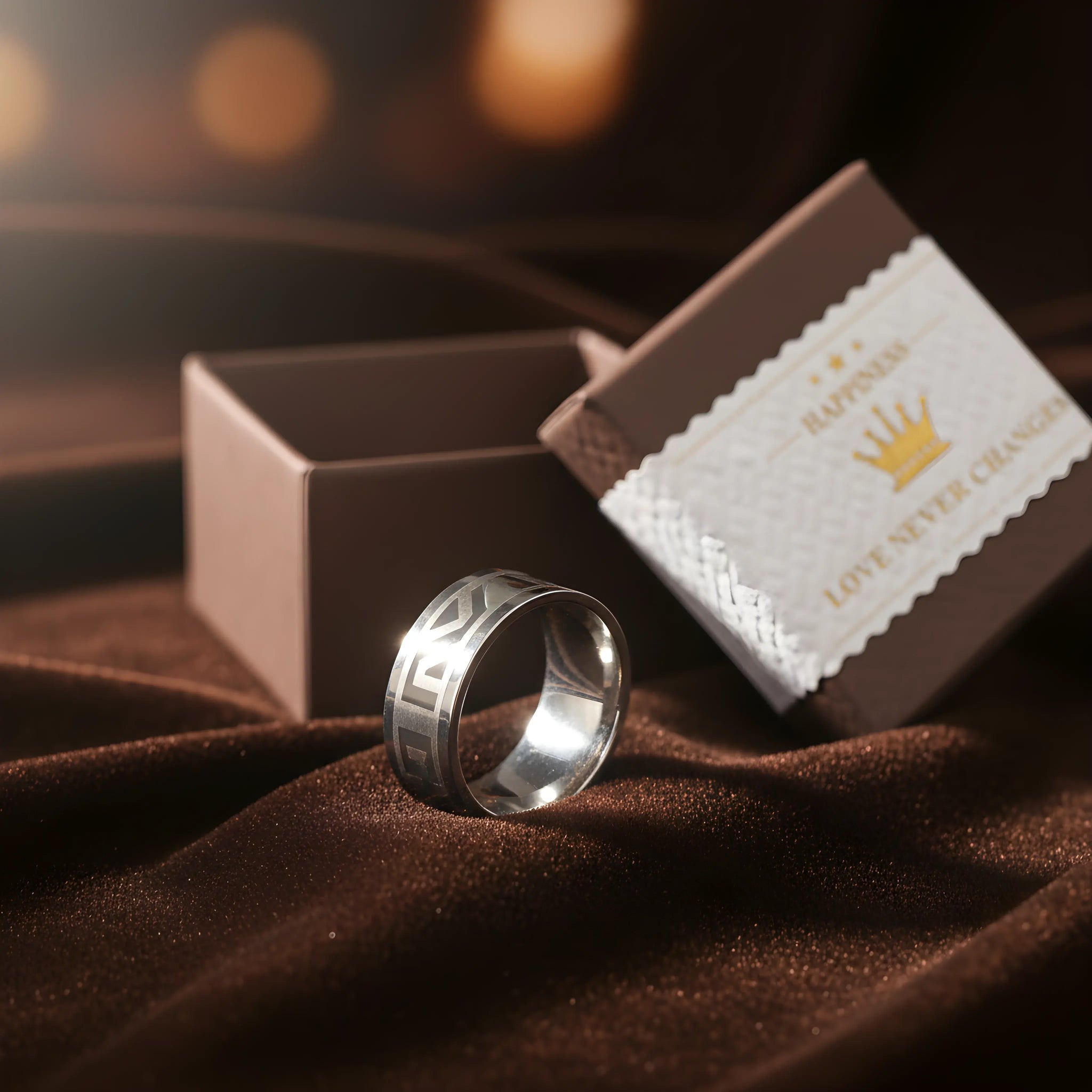 Geometric Pattern Steel Ring 5.9cm