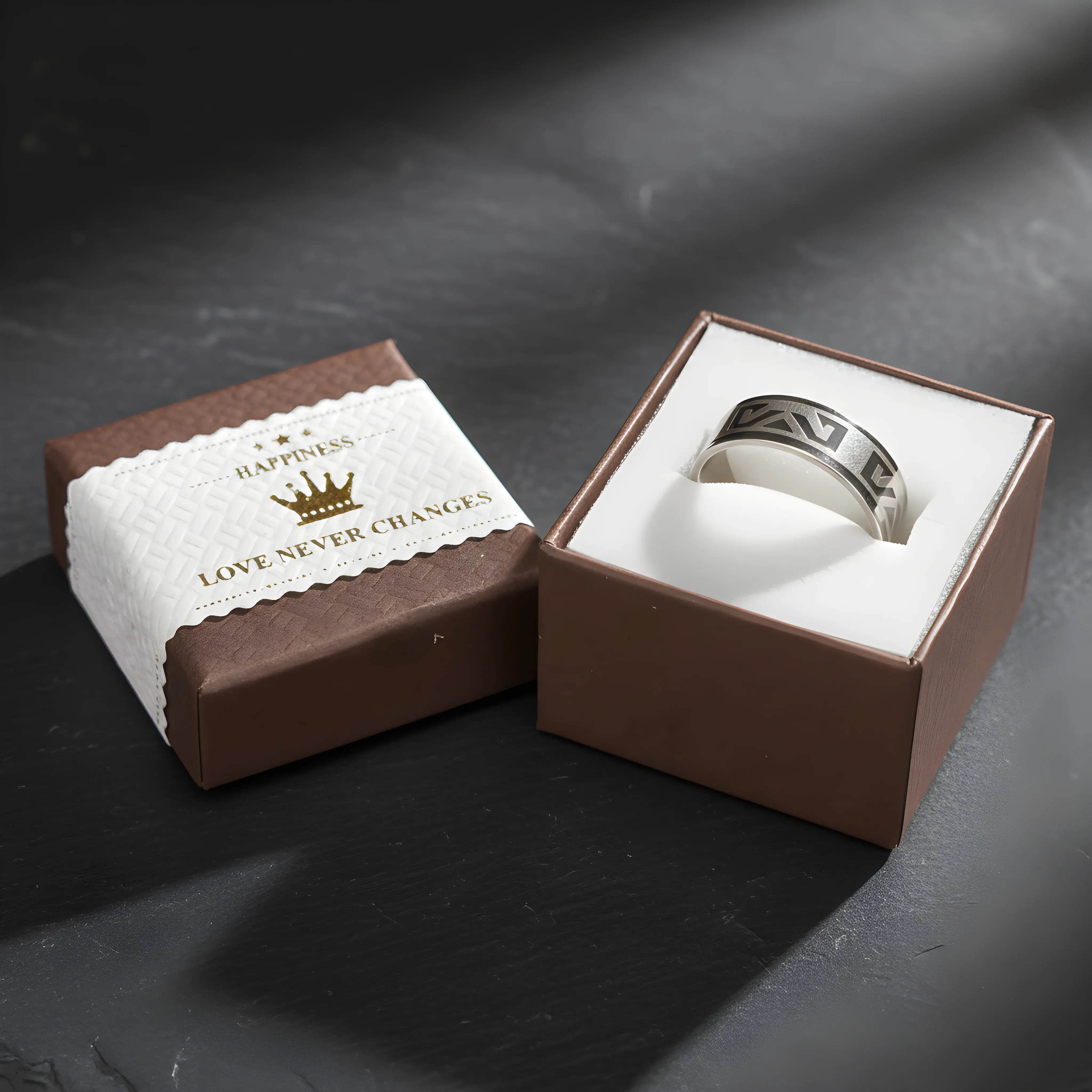 Geometric Pattern Steel Ring 5.9cm