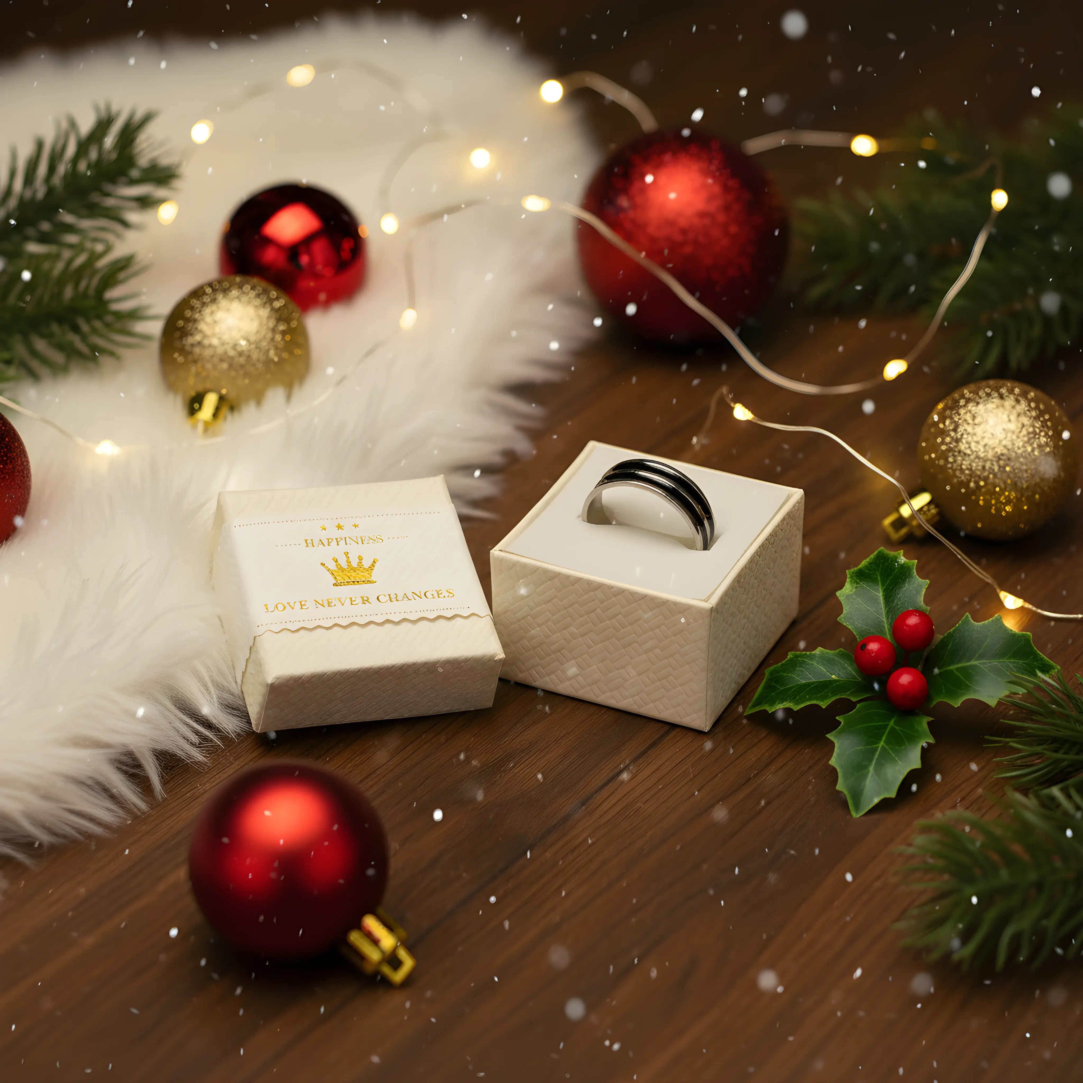 Dual Black Stripe Steel Ring 6.2cm