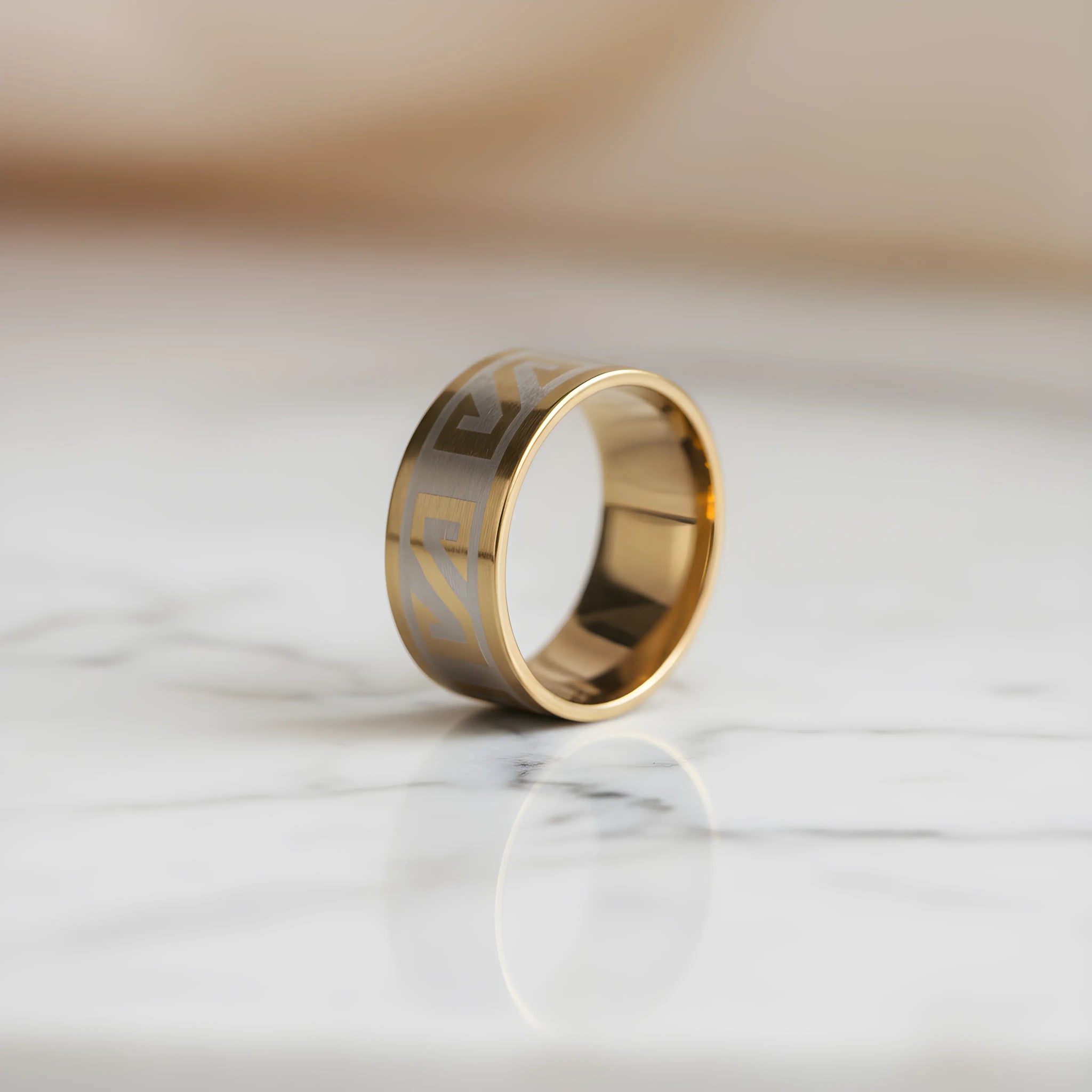 Two-Tone Greek Key Ring 6cm